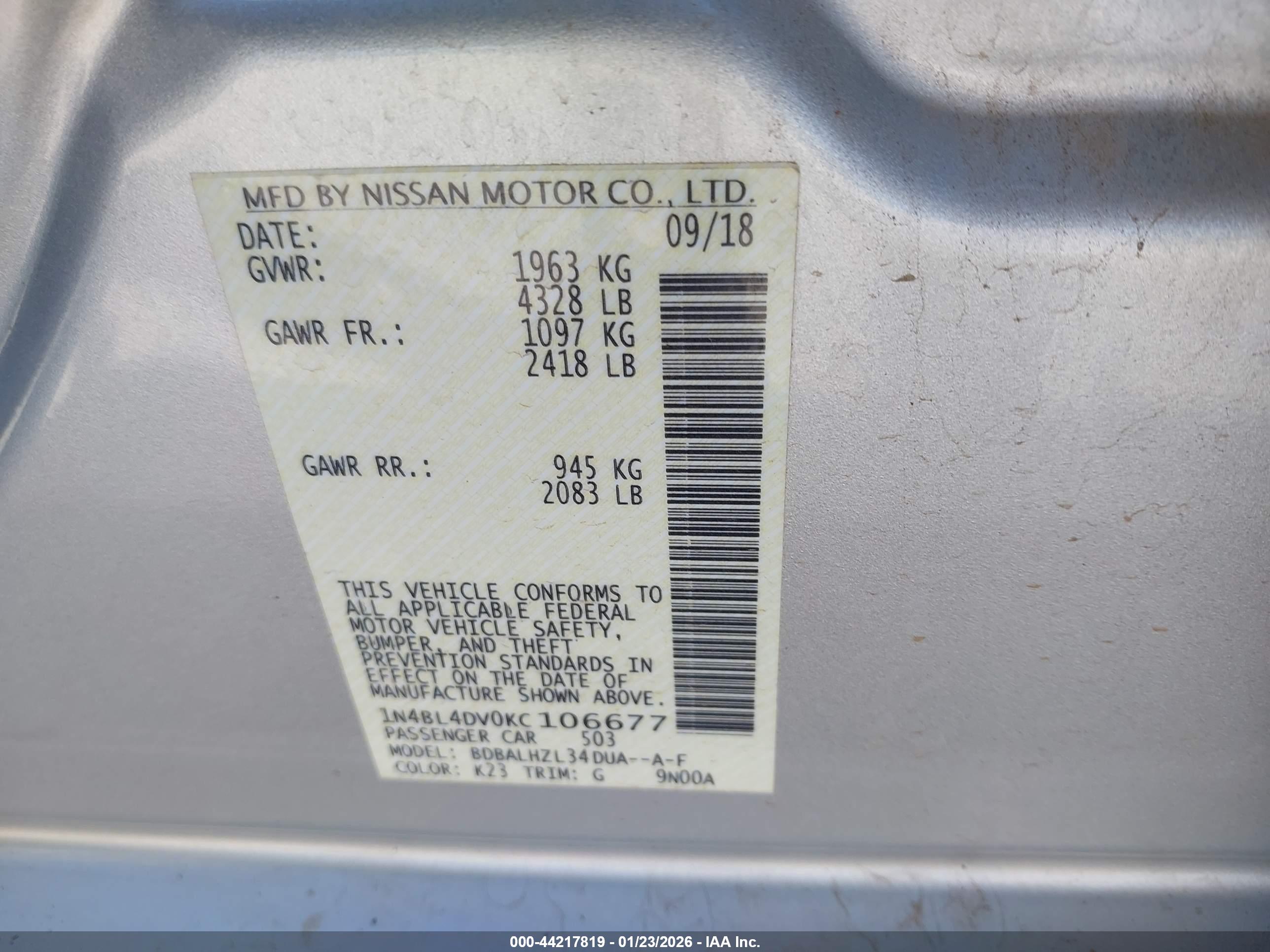 NISSAN ALTIMA image 9