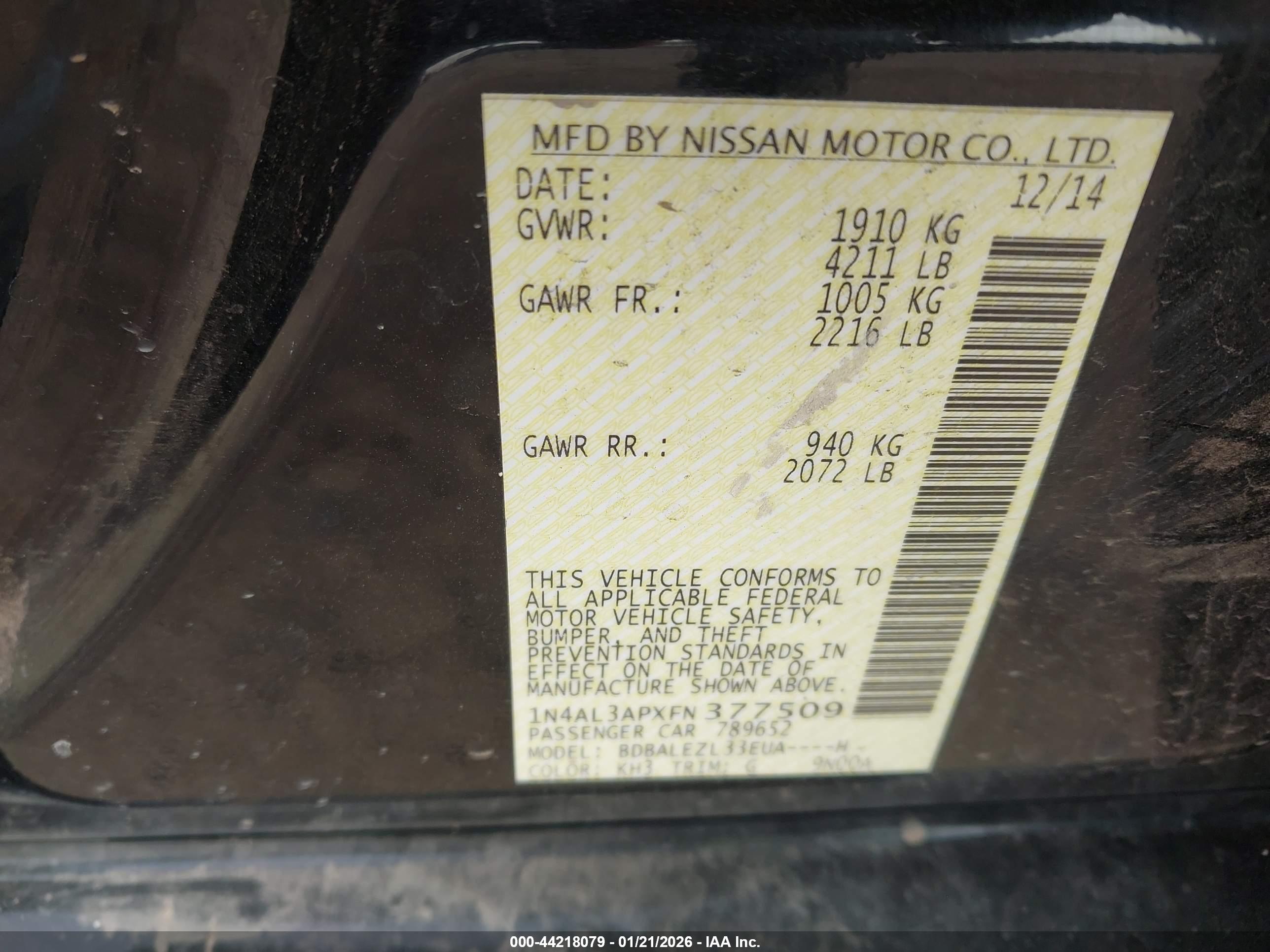 NISSAN ALTIMA image 9