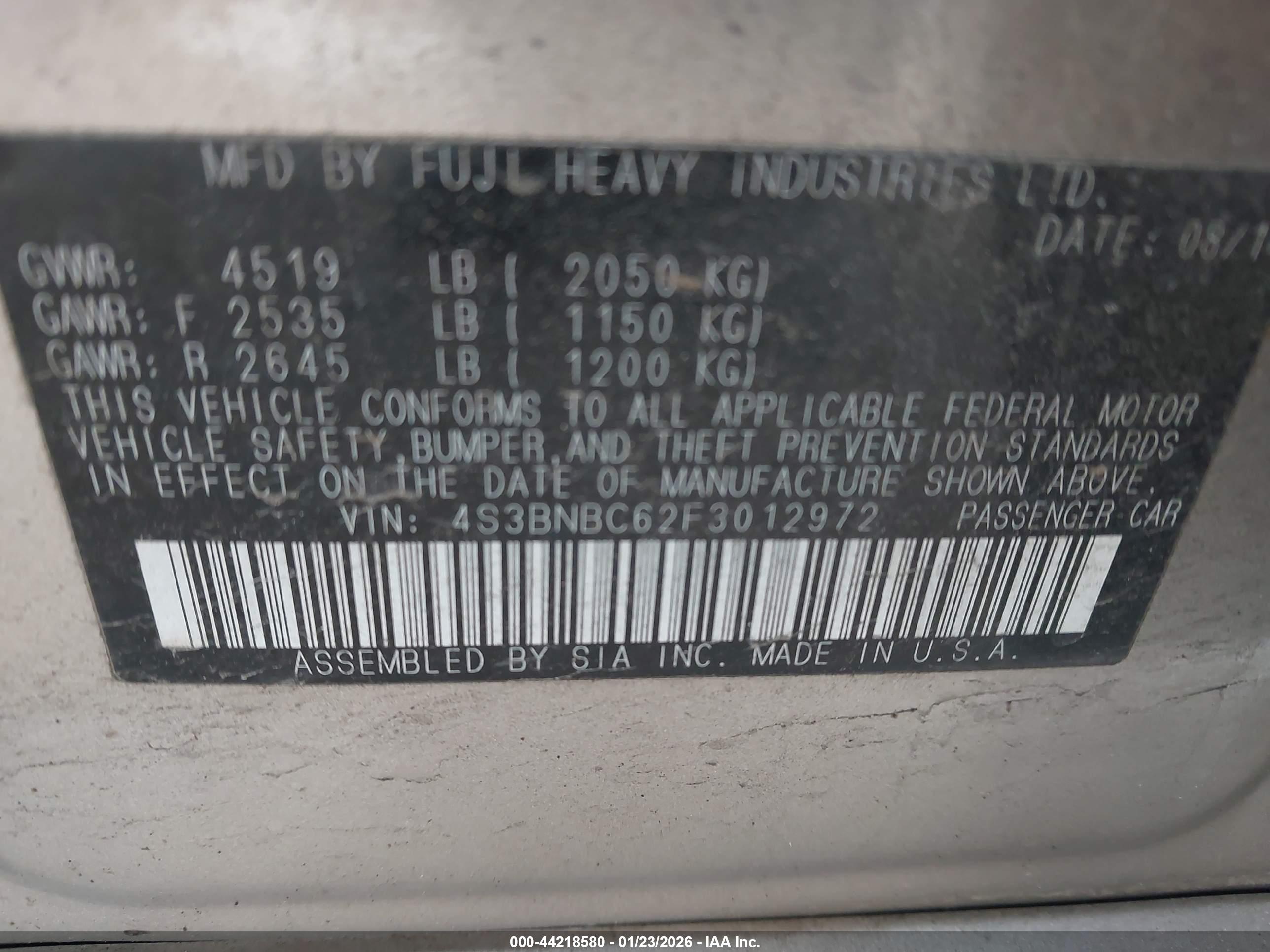 SUBARU LEGACY image 9