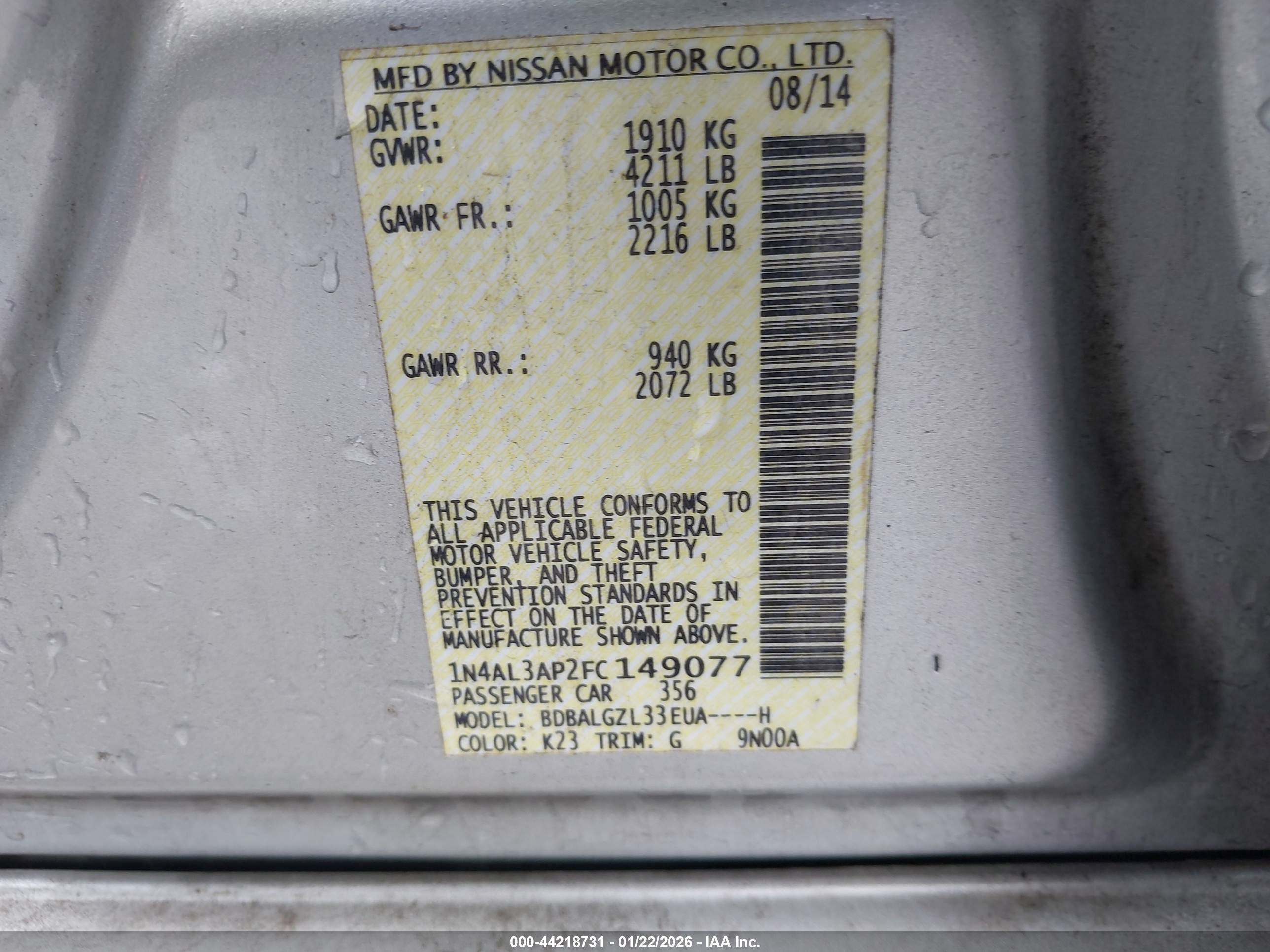 NISSAN ALTIMA image 9