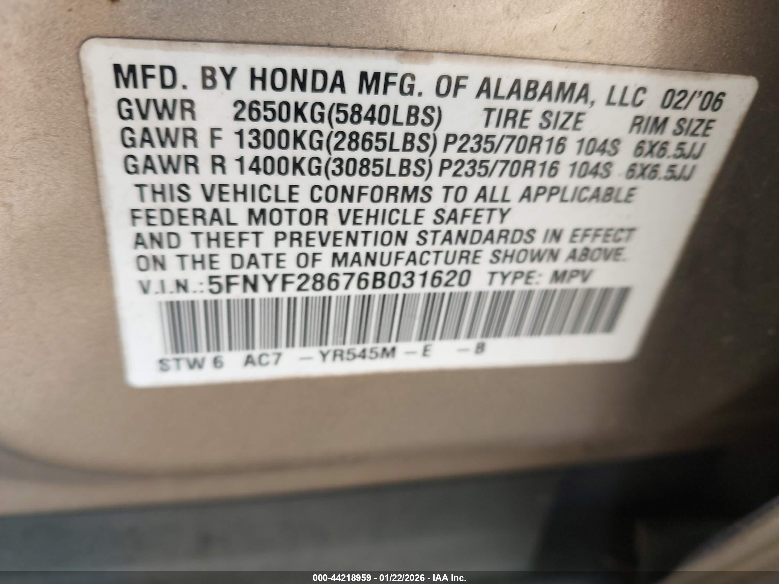 HONDA PILOT image 9