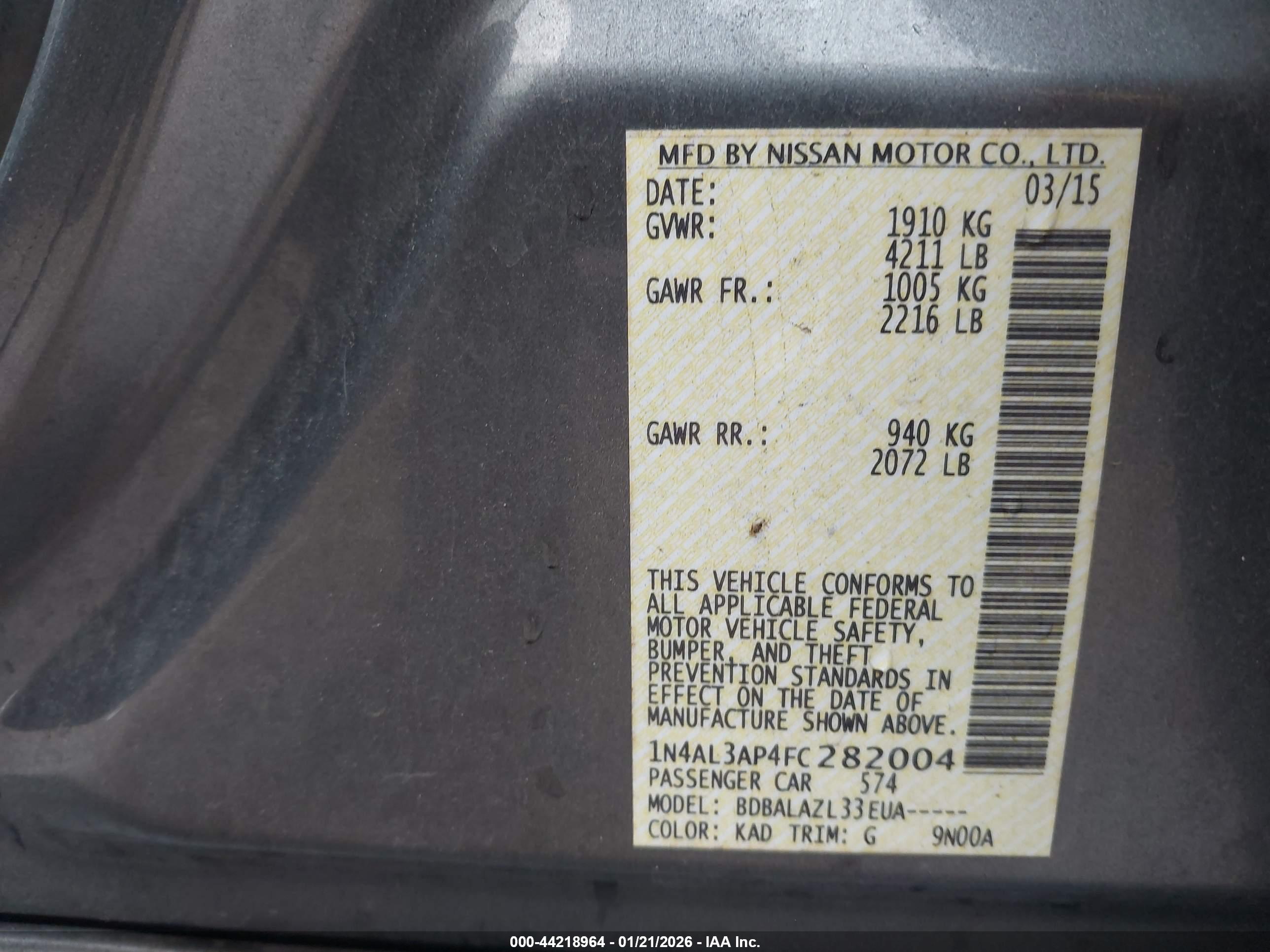 NISSAN ALTIMA image 9