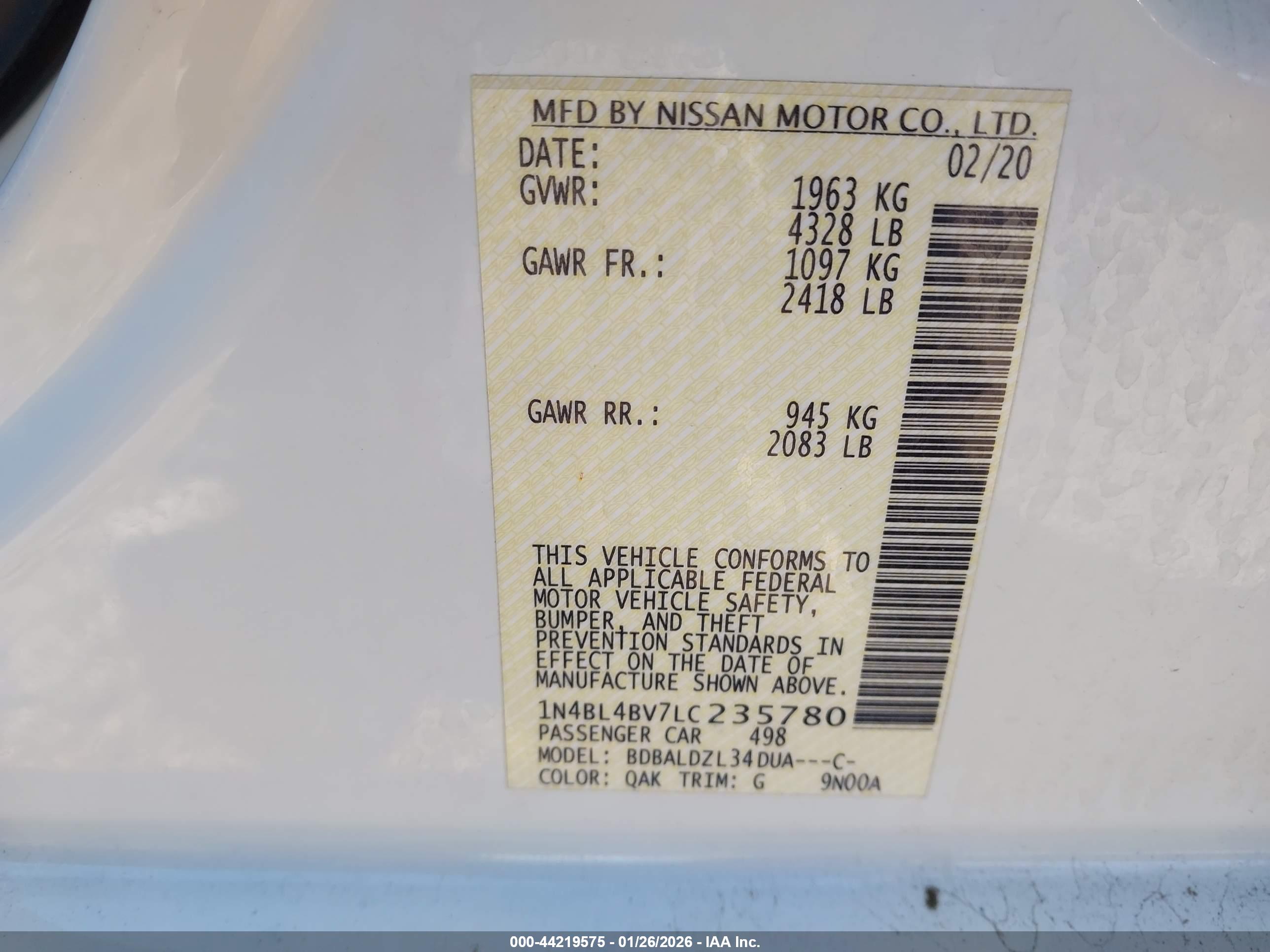 NISSAN ALTIMA image 9