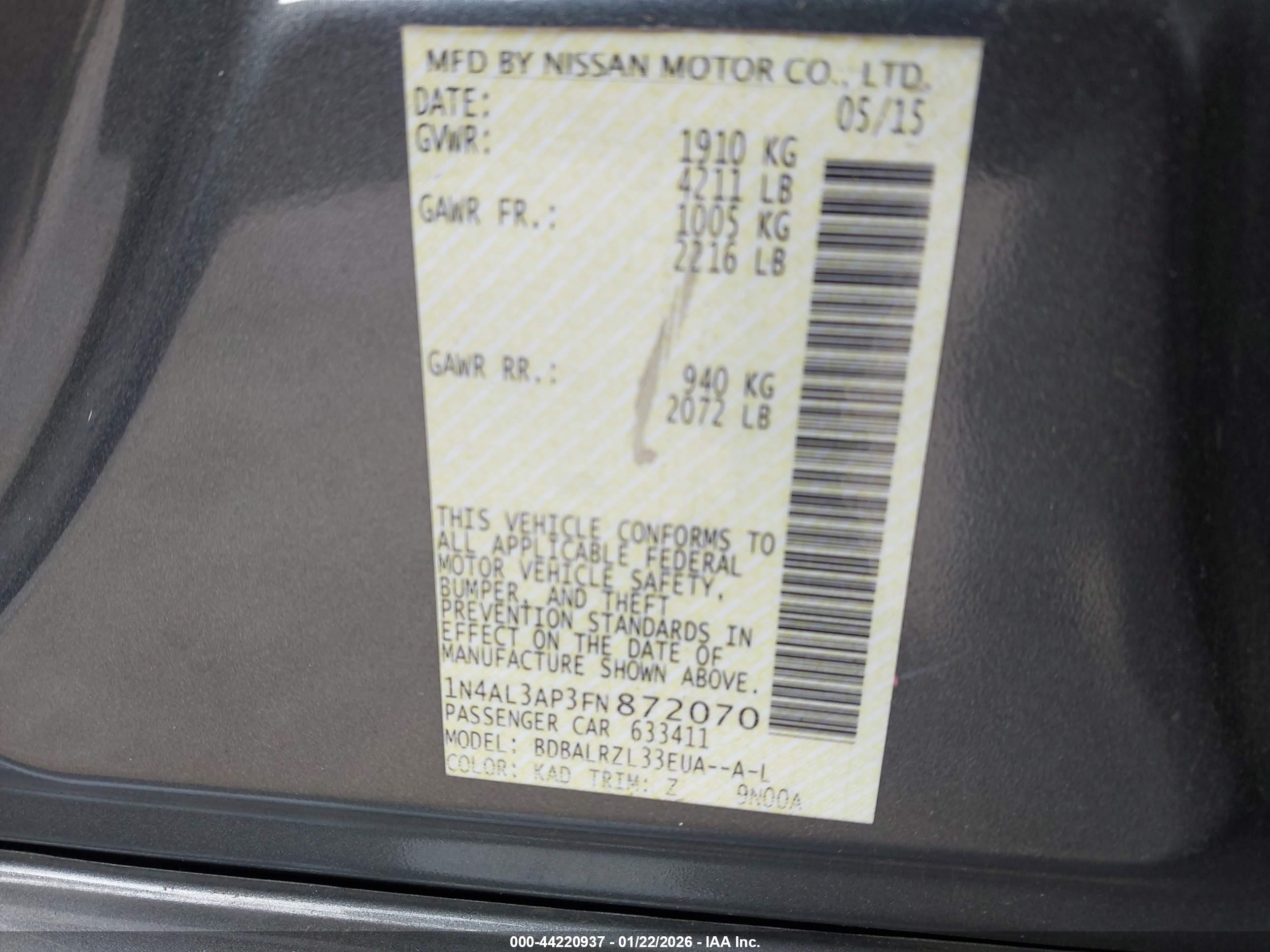 NISSAN ALTIMA image 9