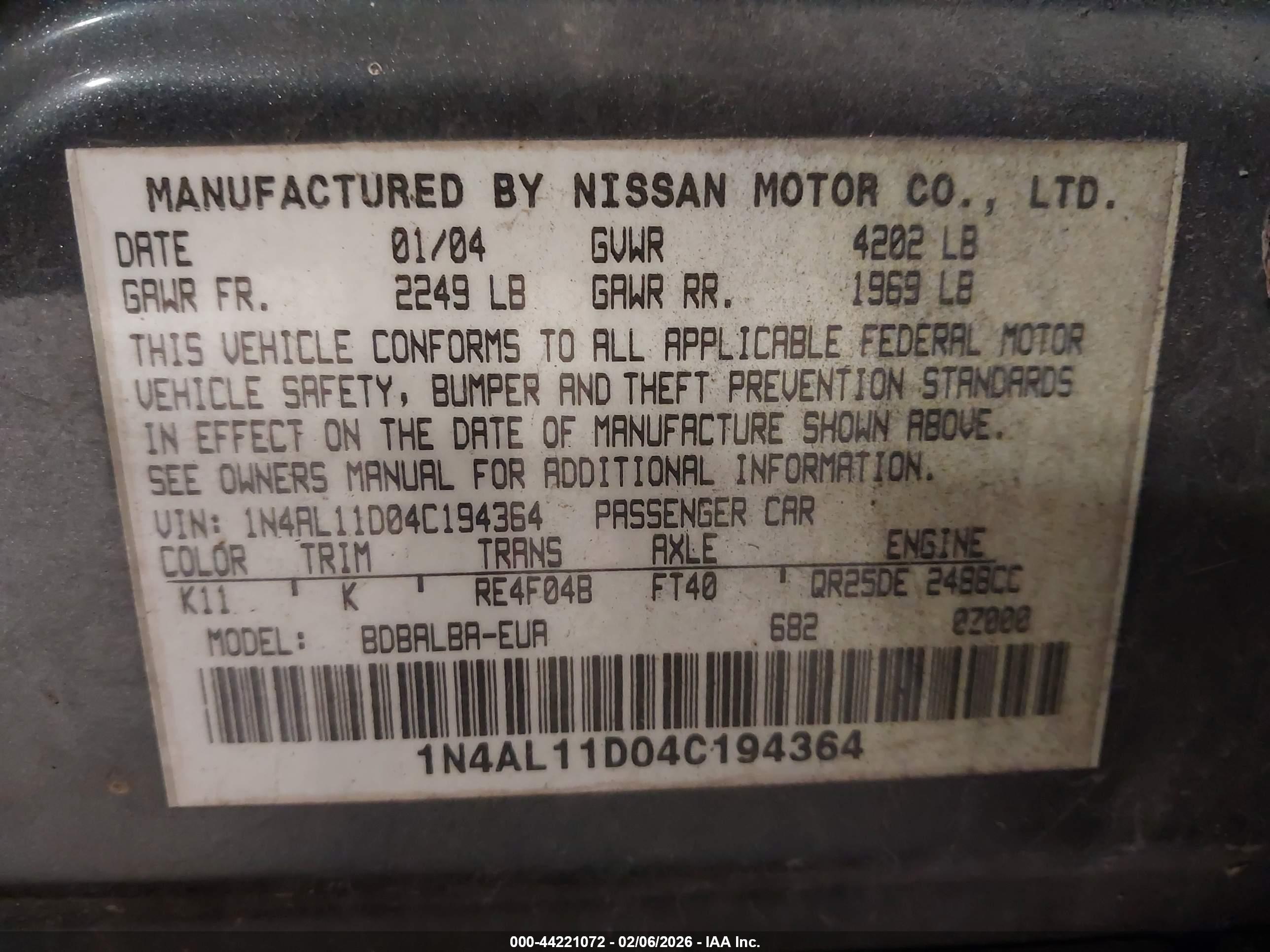 NISSAN ALTIMA image 9