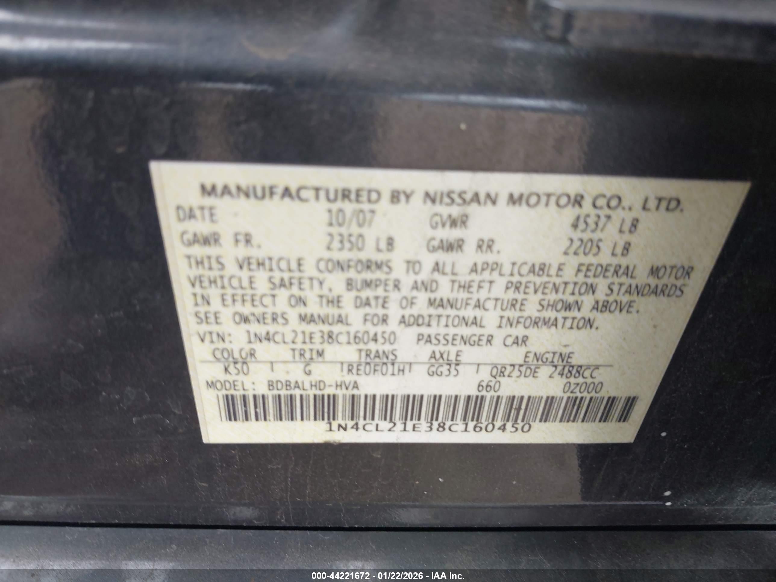 NISSAN ALTIMA image 9
