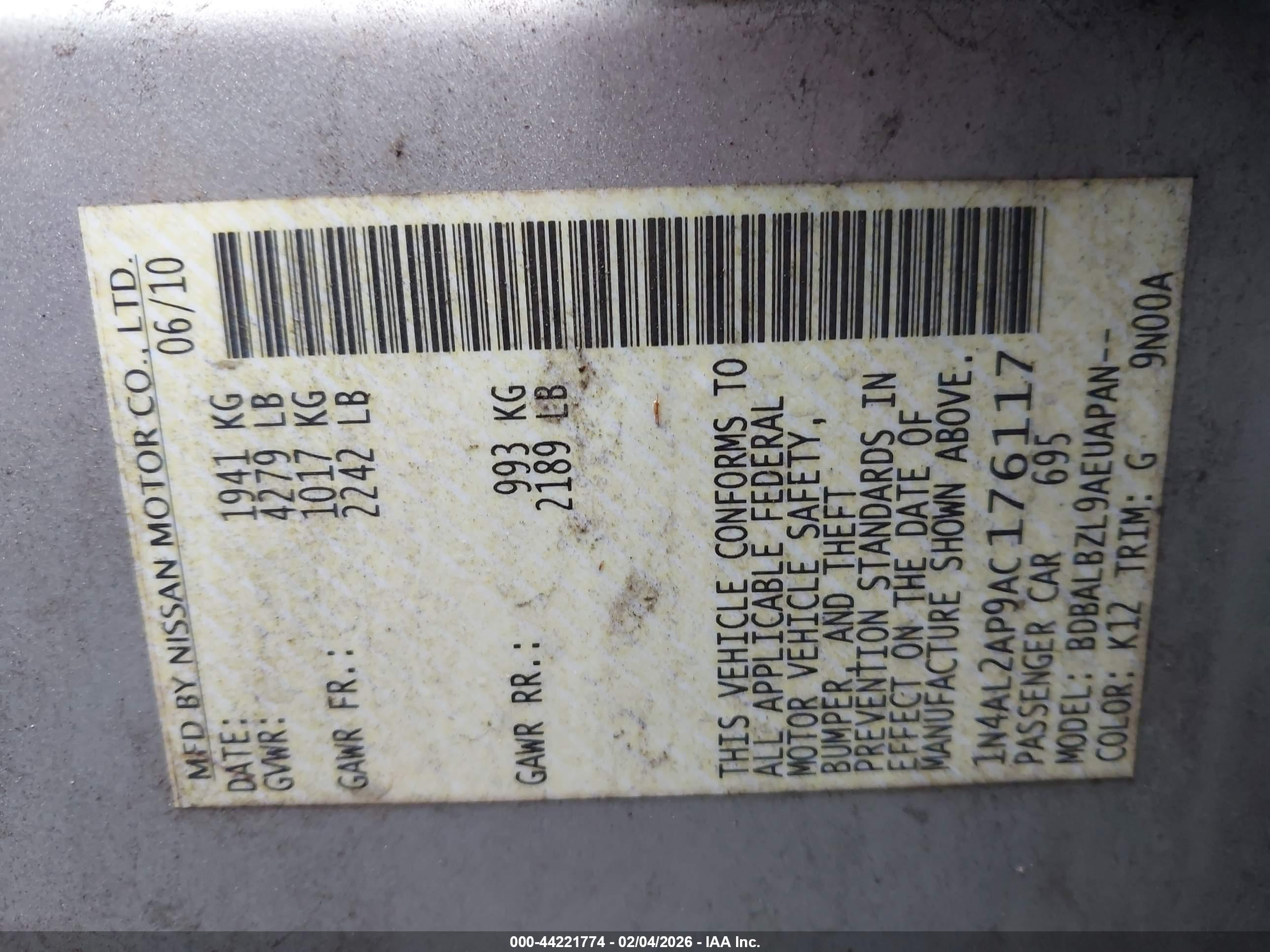 NISSAN ALTIMA image 9