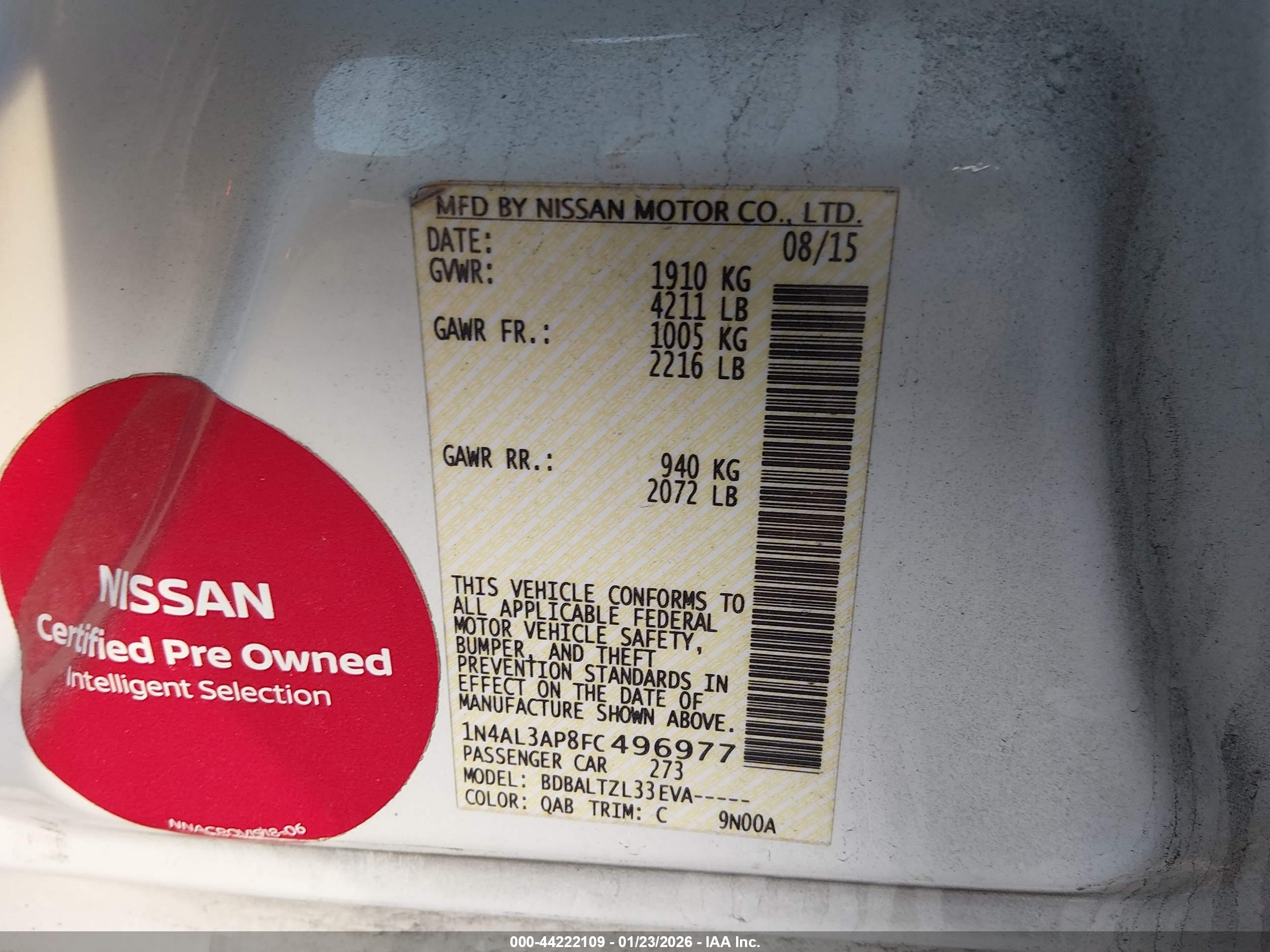 NISSAN ALTIMA image 9