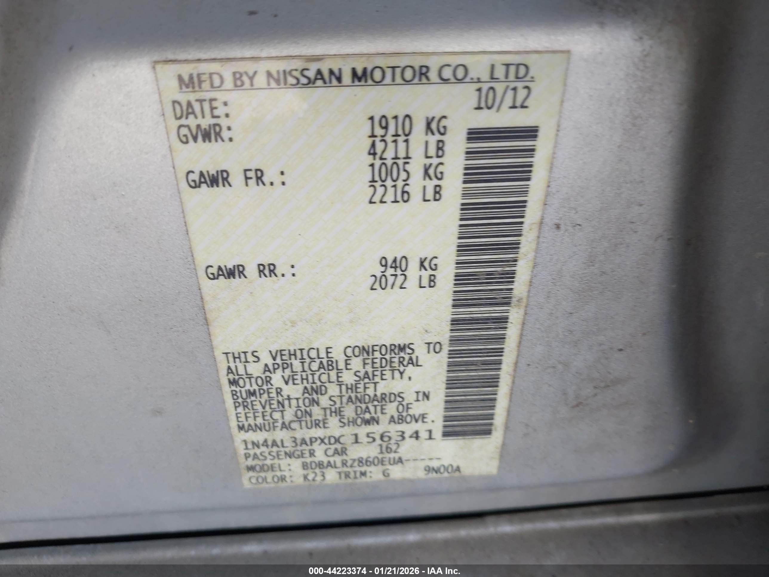 NISSAN ALTIMA image 9
