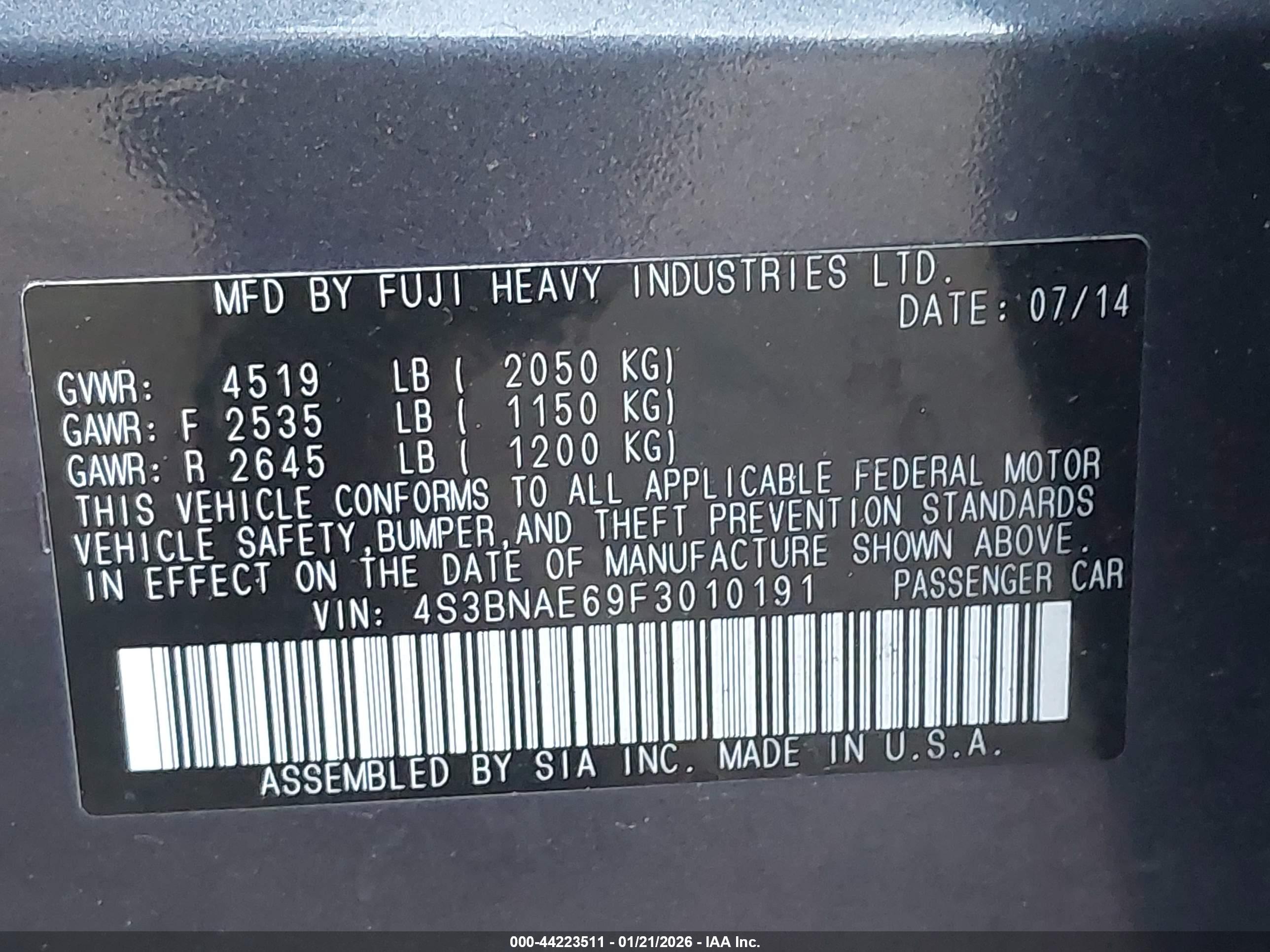 SUBARU LEGACY image 9