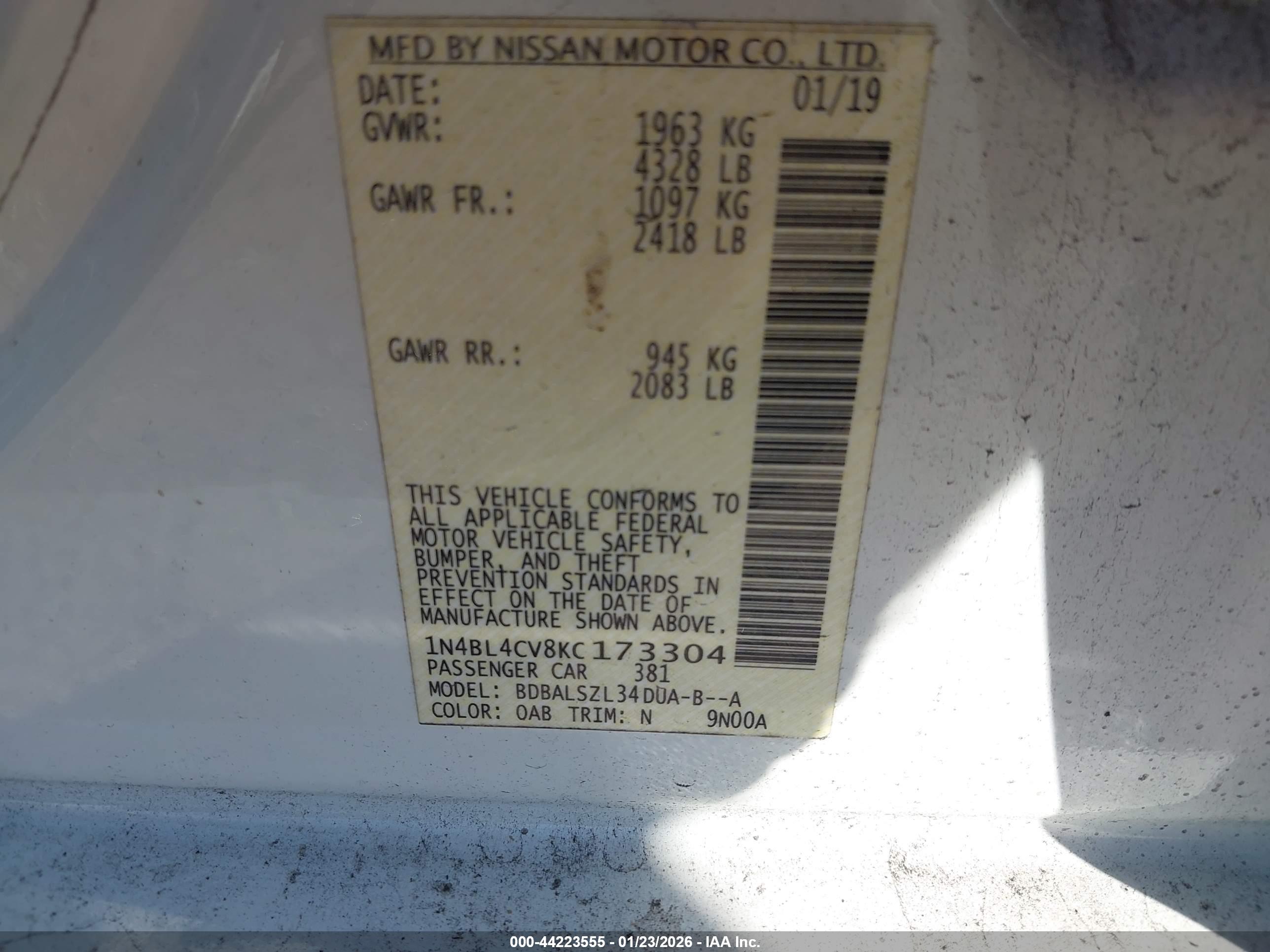 NISSAN ALTIMA image 9