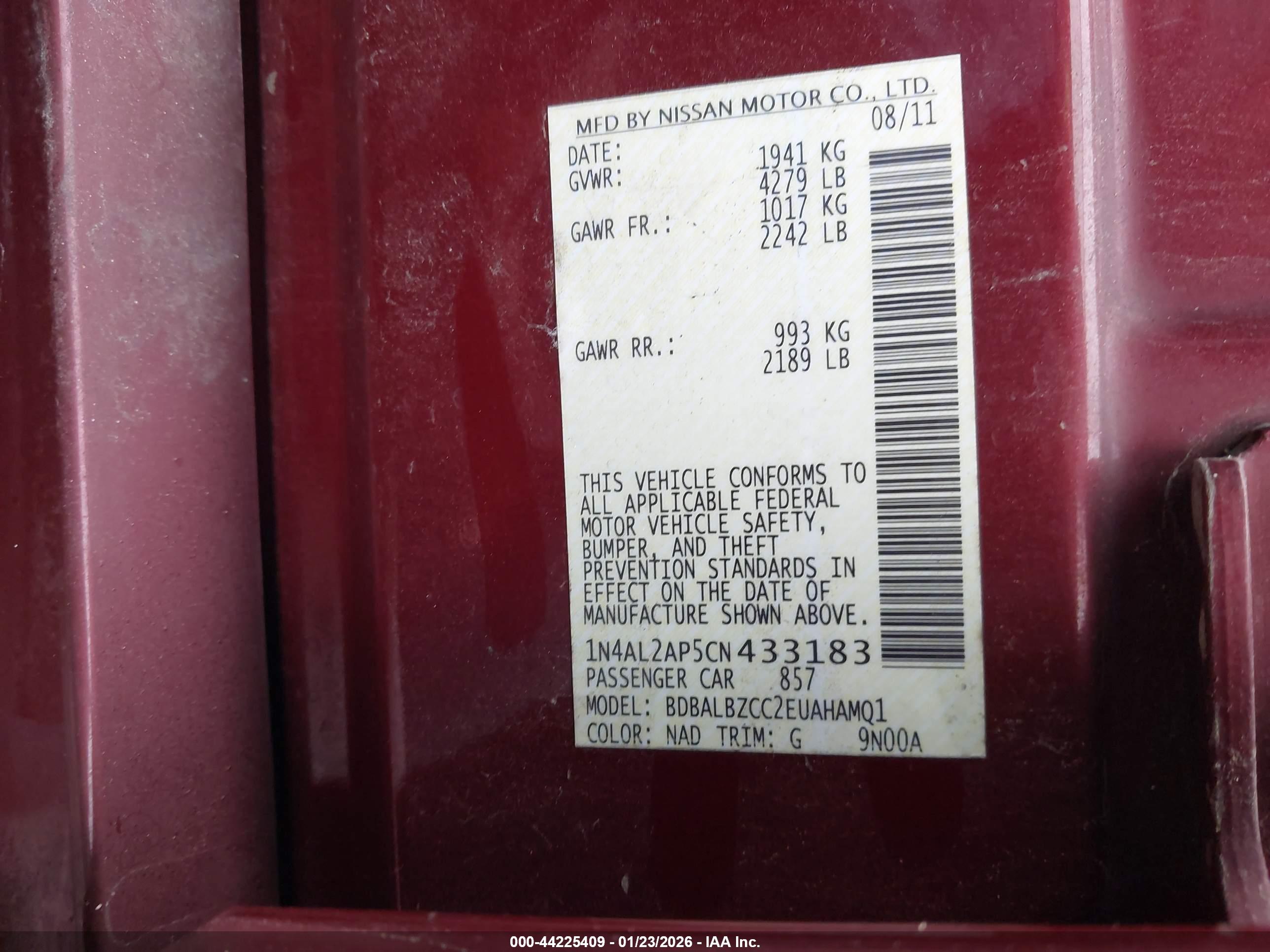 NISSAN ALTIMA image 9