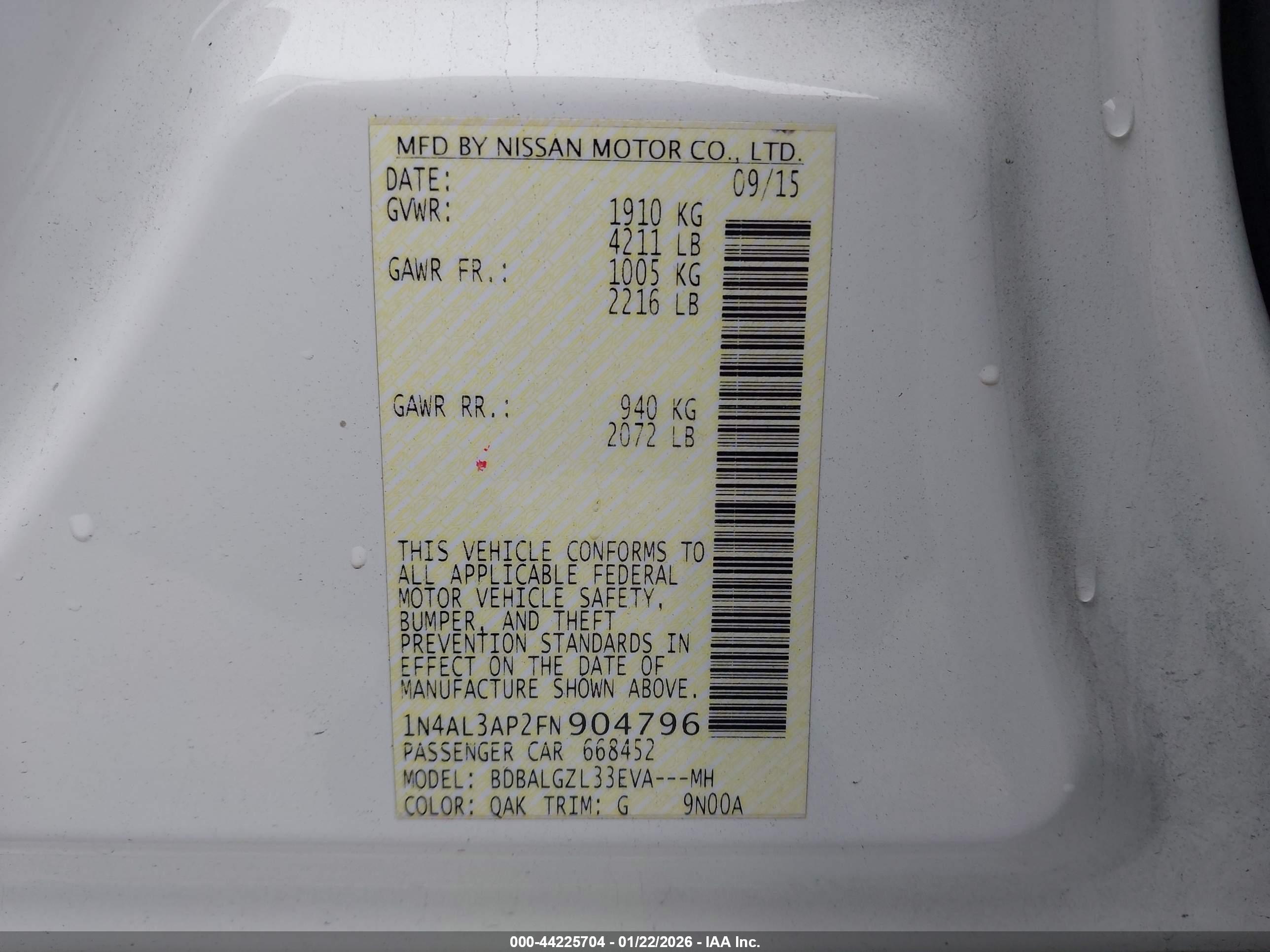 NISSAN ALTIMA image 9