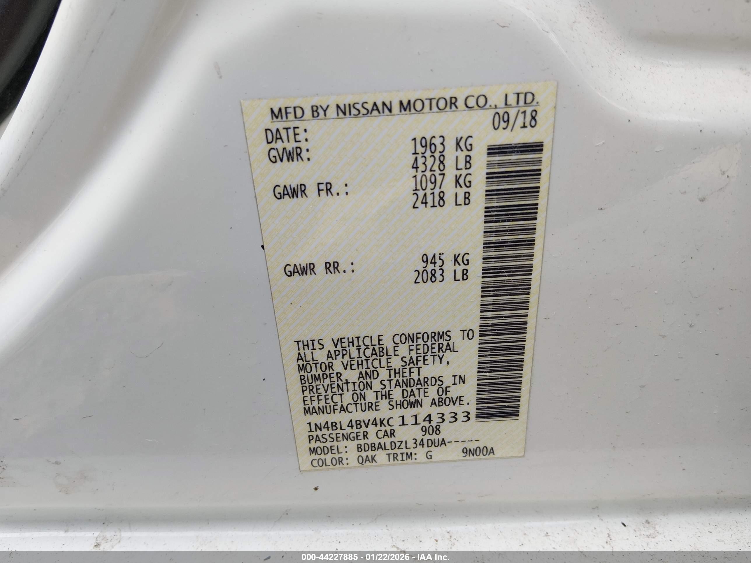 NISSAN ALTIMA image 9