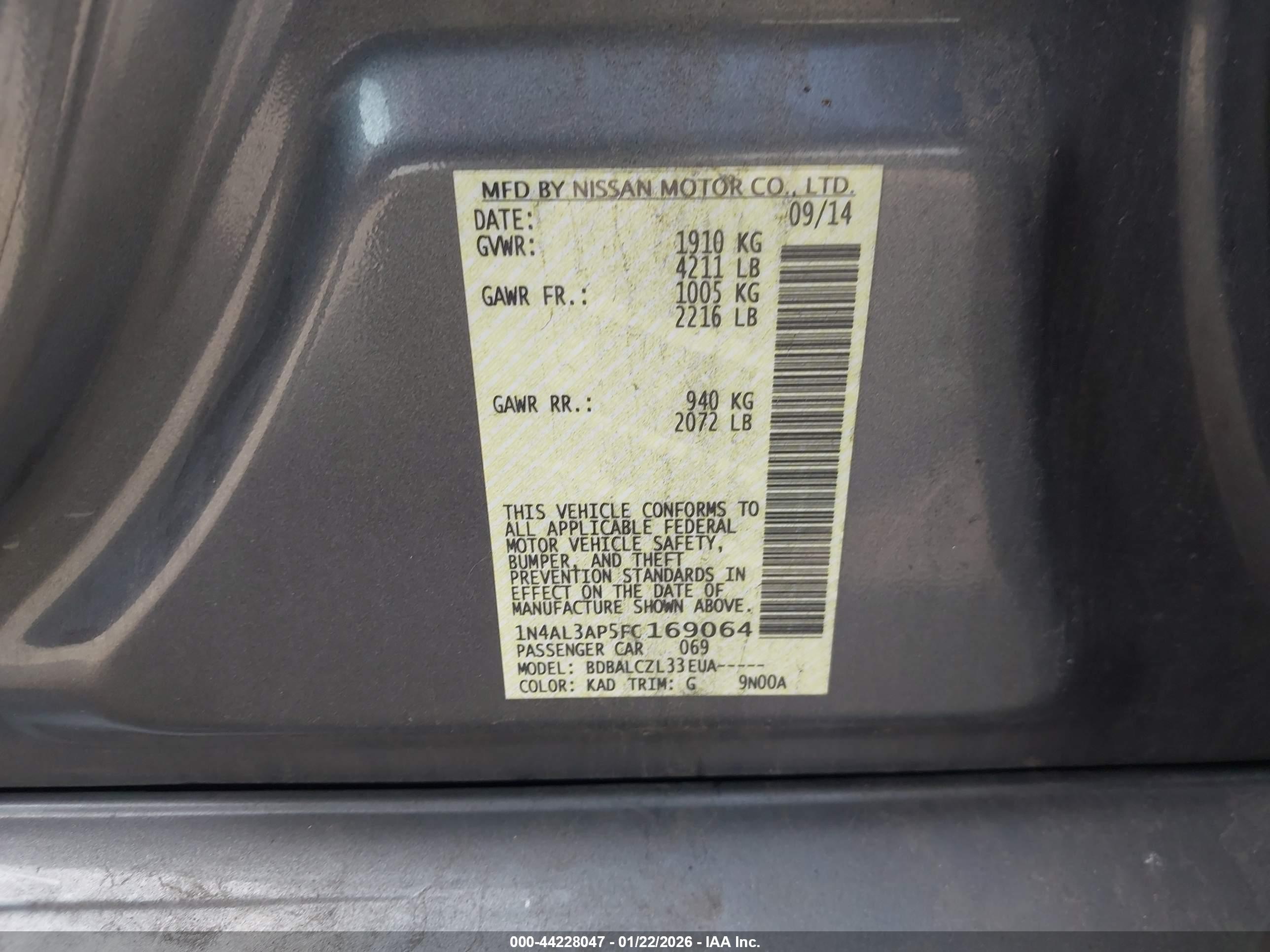 NISSAN ALTIMA image 9