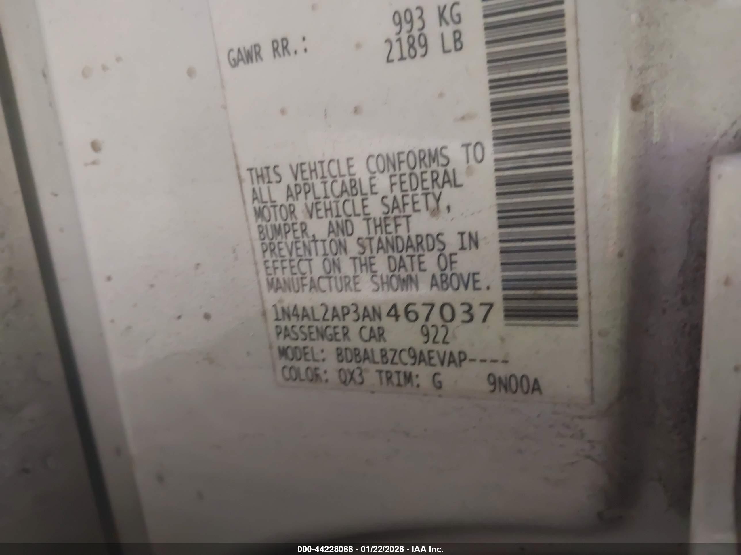 NISSAN ALTIMA image 9