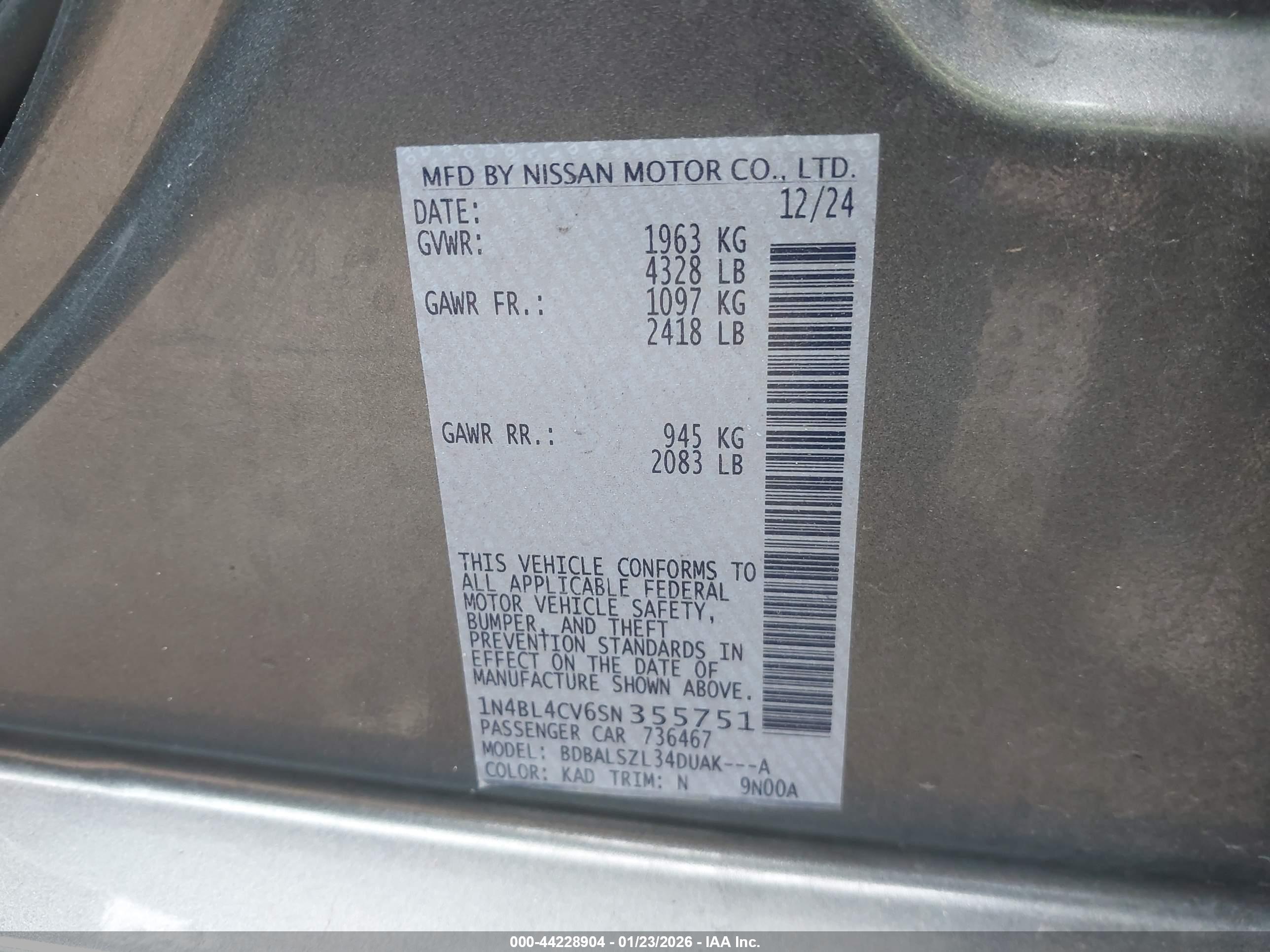 NISSAN ALTIMA image 9