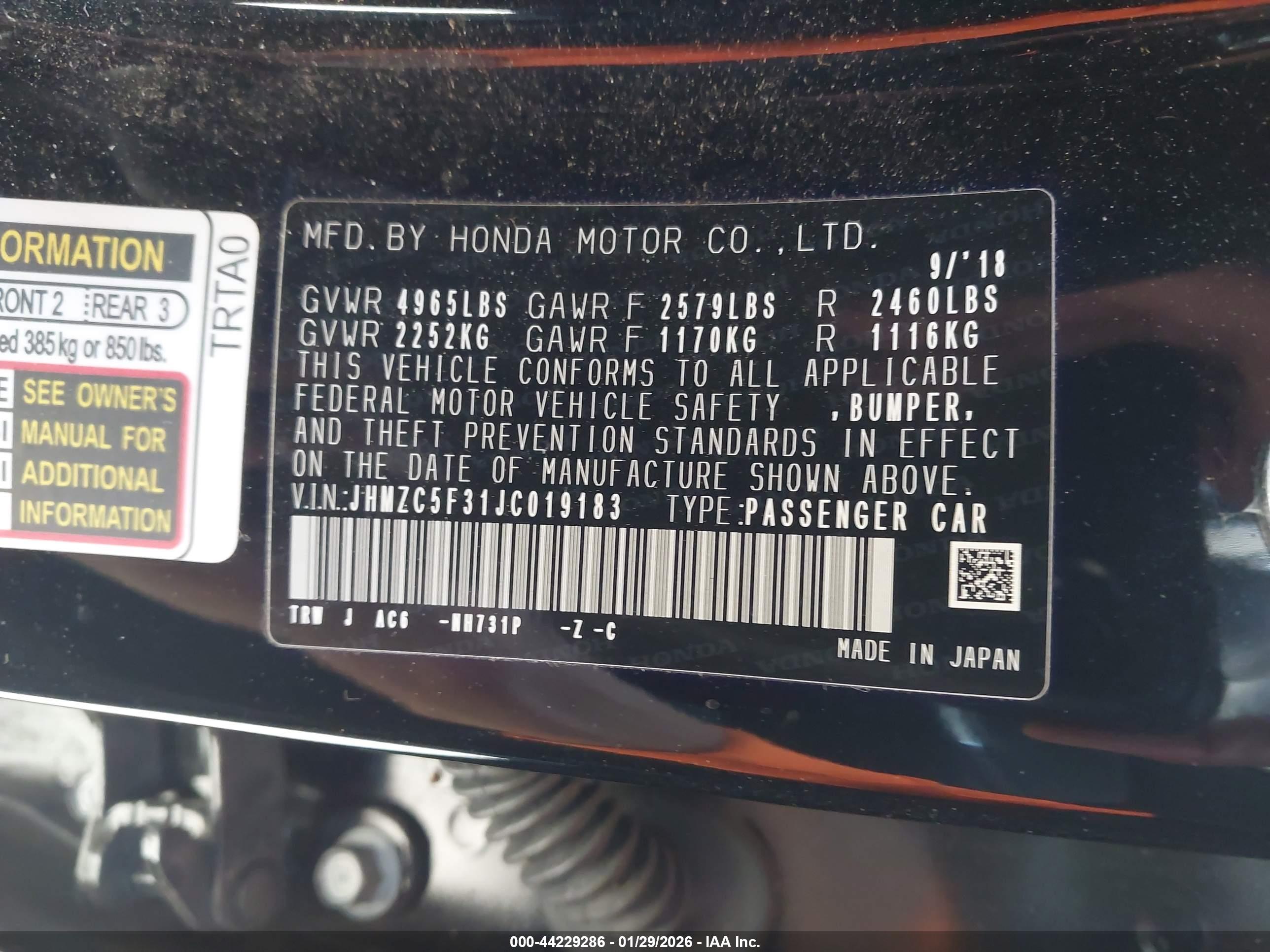 HONDA CLARITY image 9