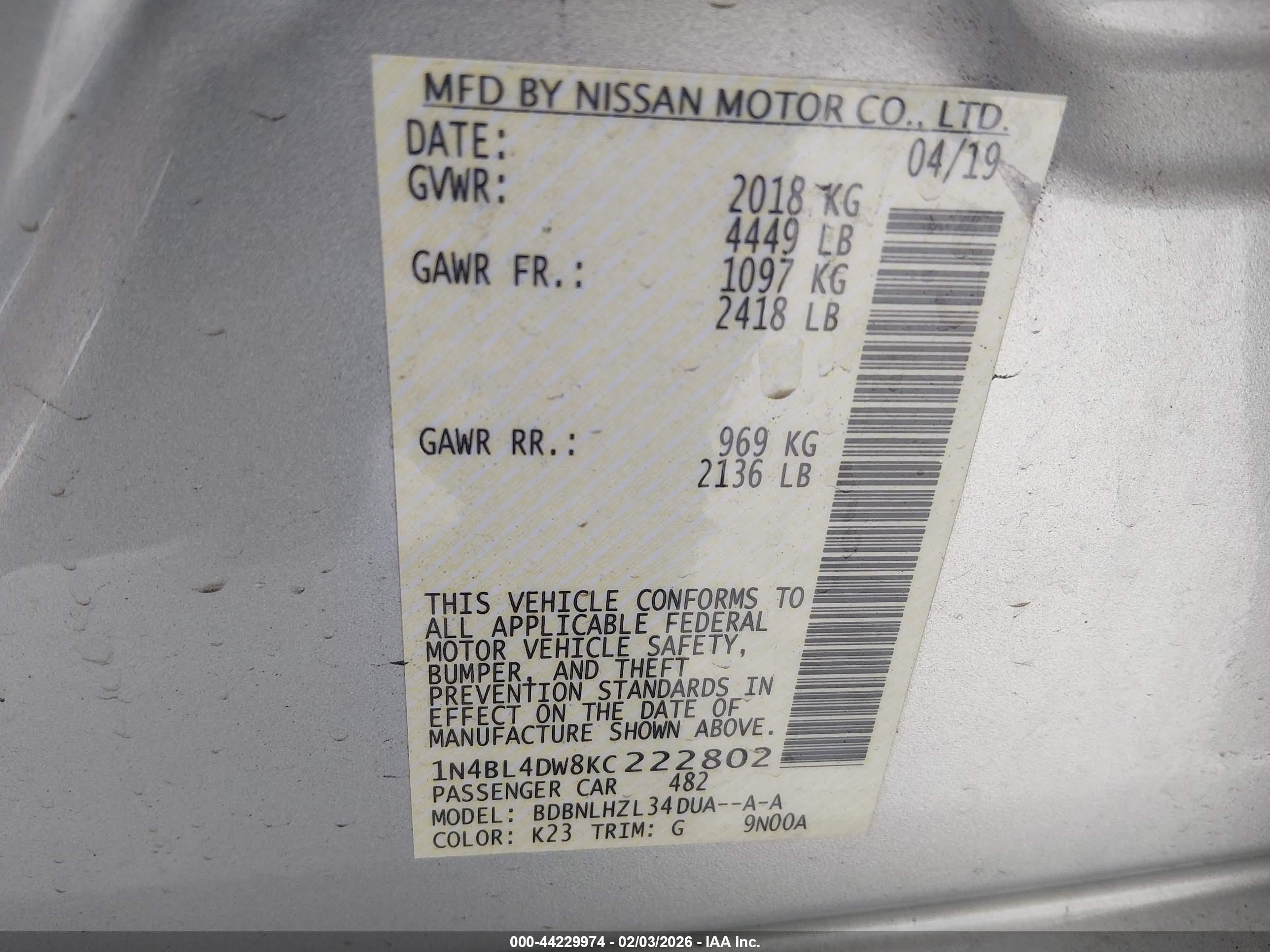 NISSAN ALTIMA image 9