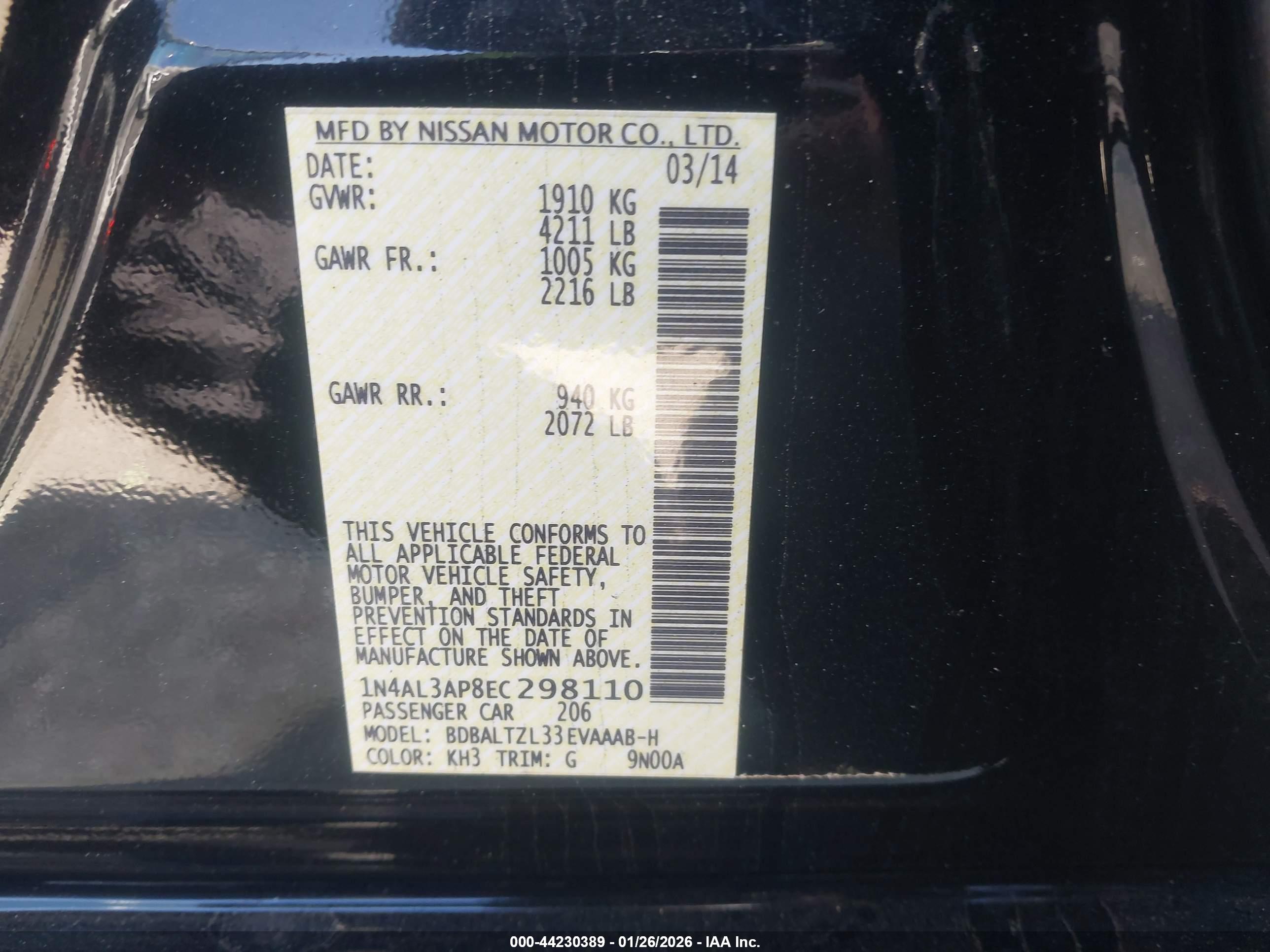NISSAN ALTIMA image 9