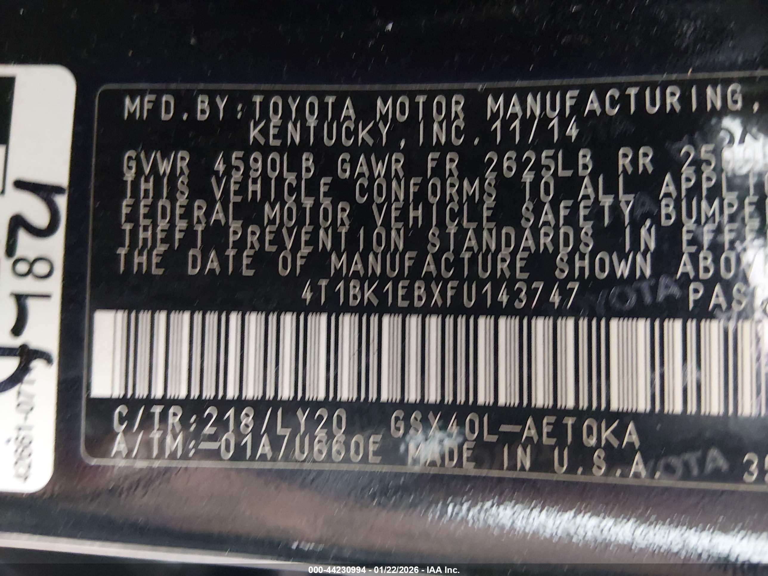 TOYOTA AVALON image 9