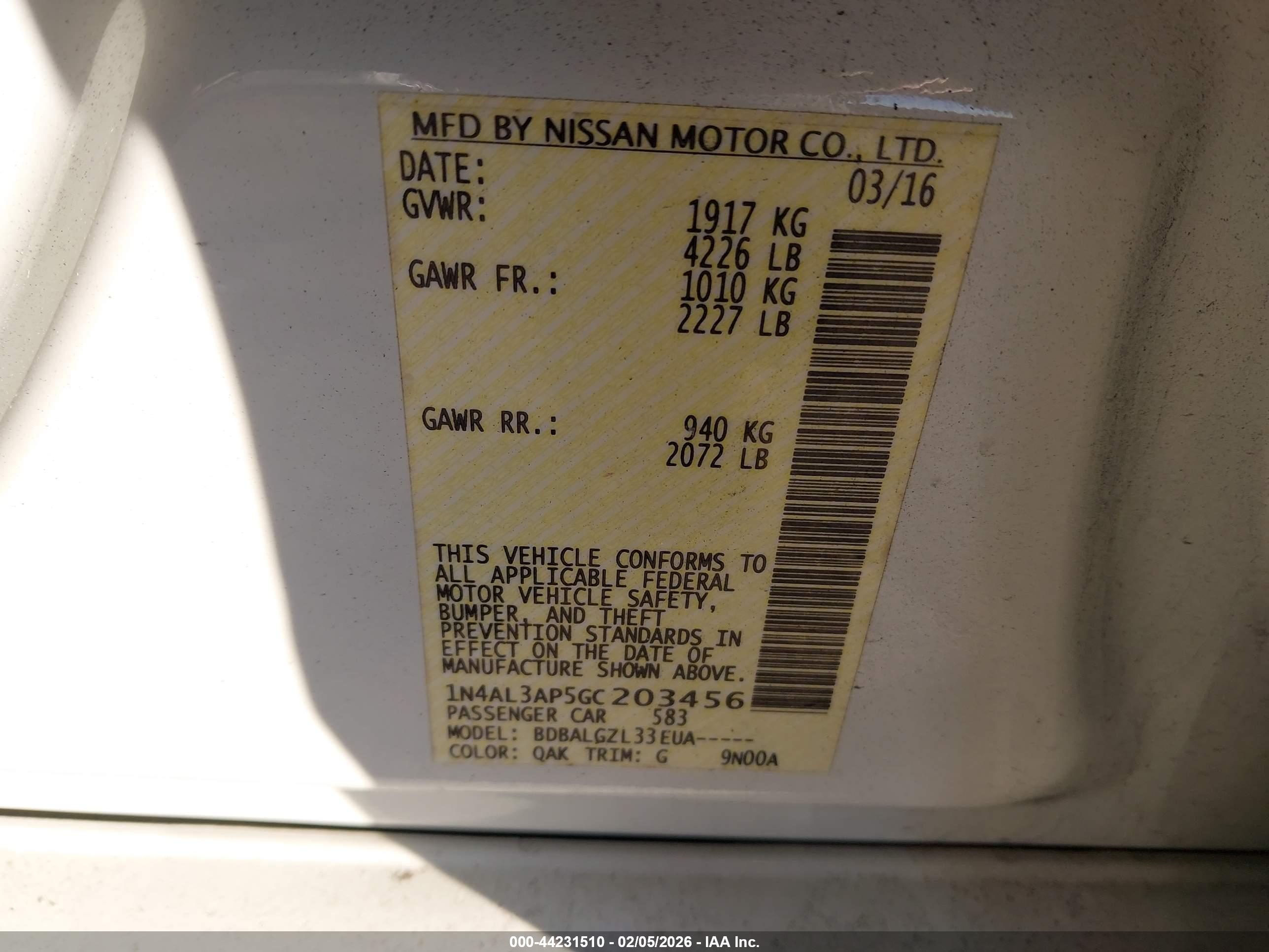 NISSAN ALTIMA image 9