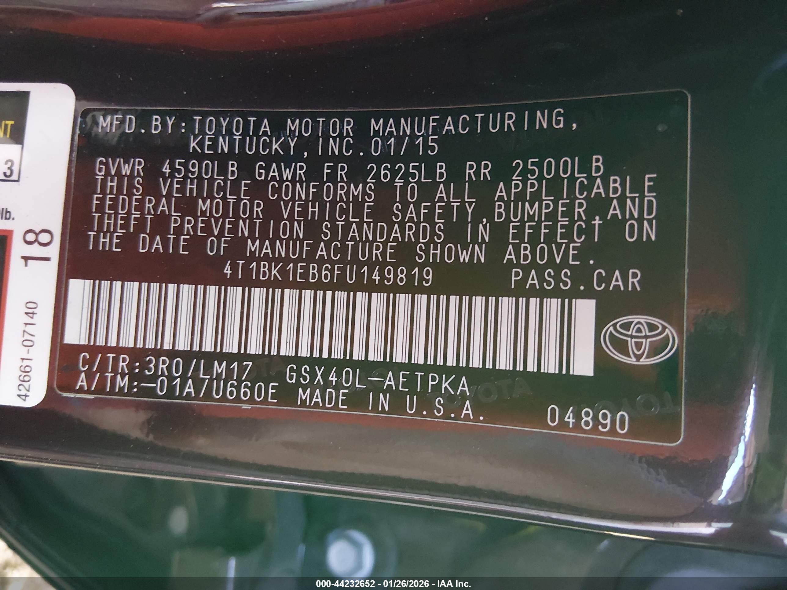 TOYOTA AVALON image 9
