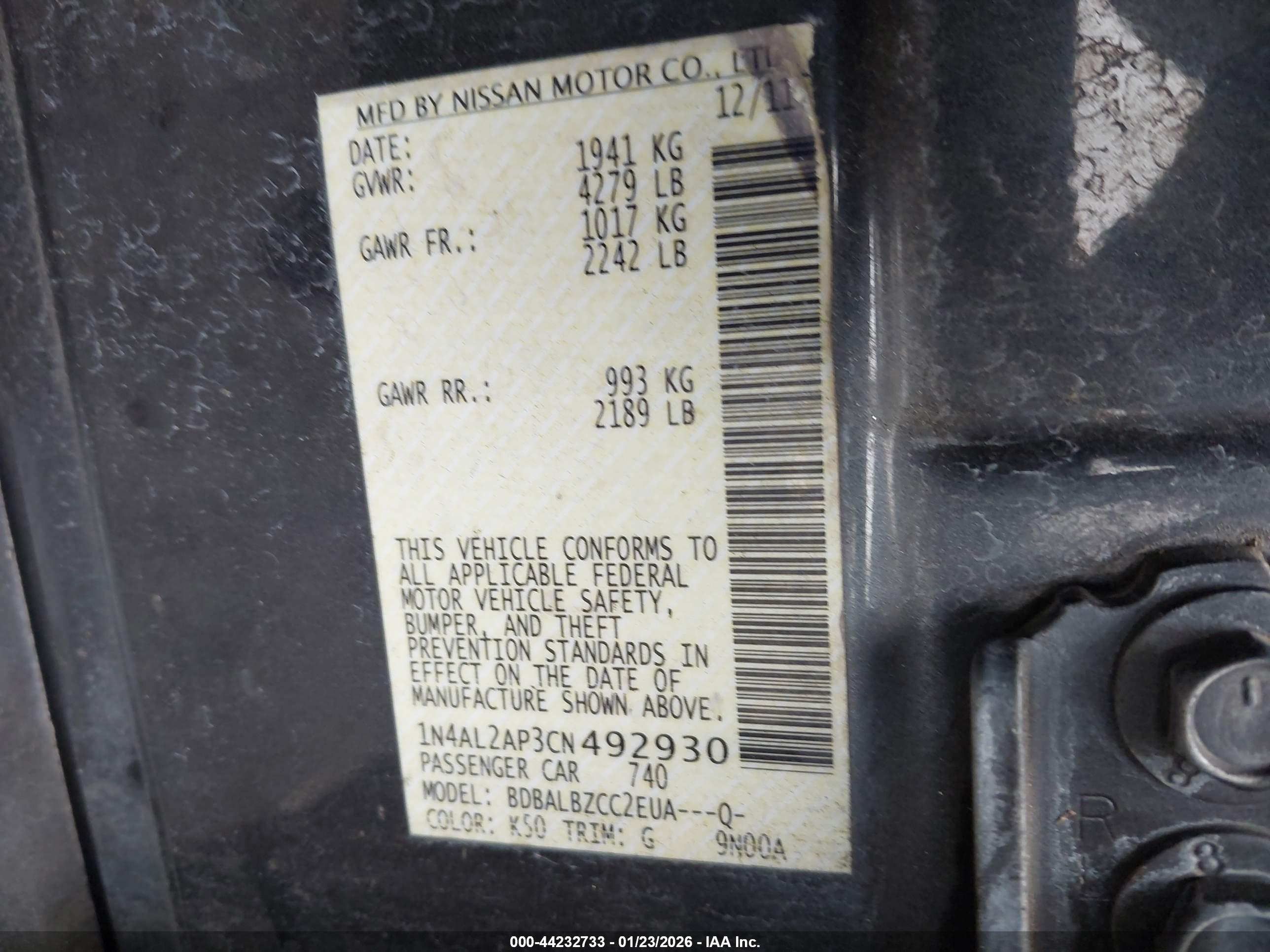NISSAN ALTIMA image 9