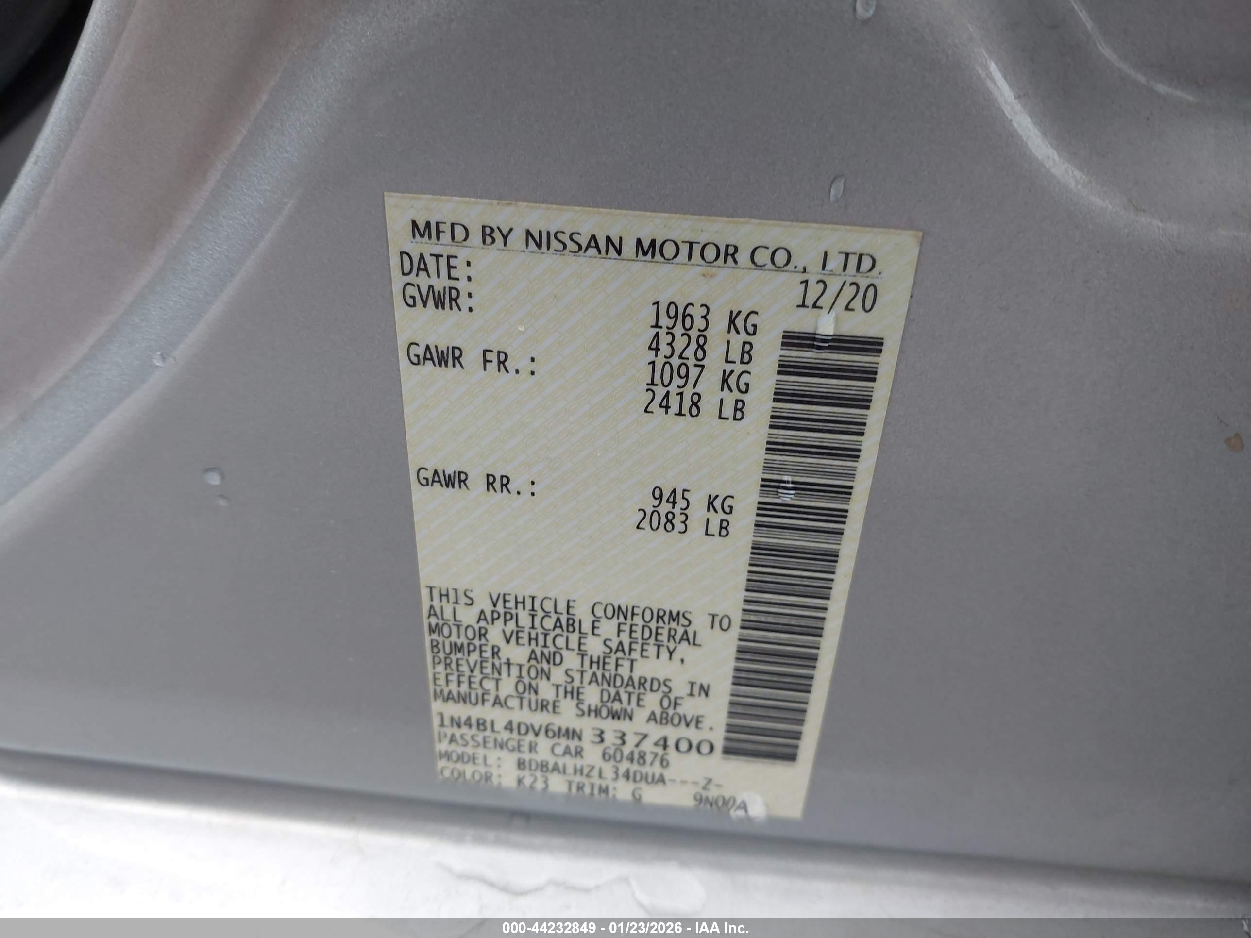 NISSAN ALTIMA image 9