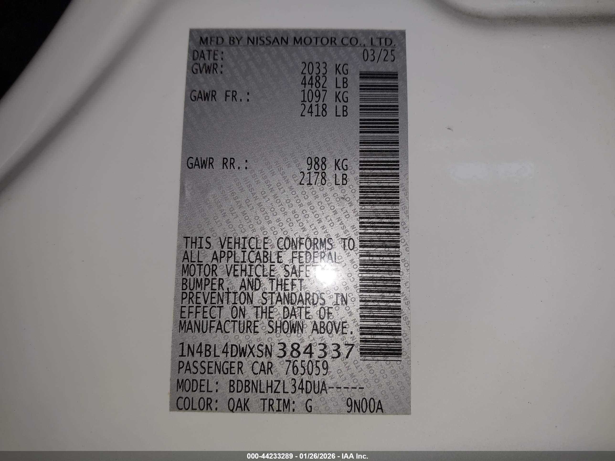 NISSAN ALTIMA image 9
