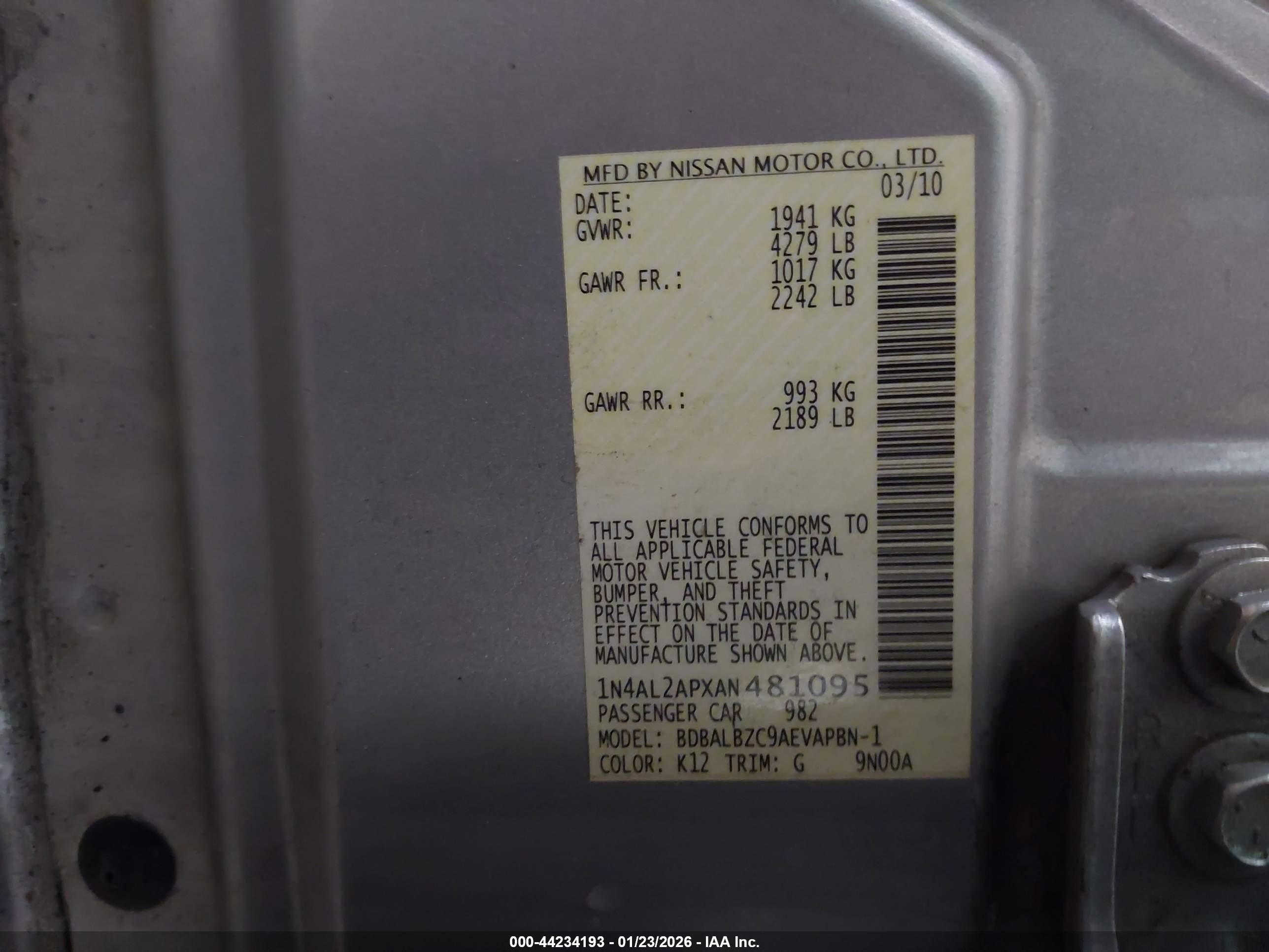 NISSAN ALTIMA image 9