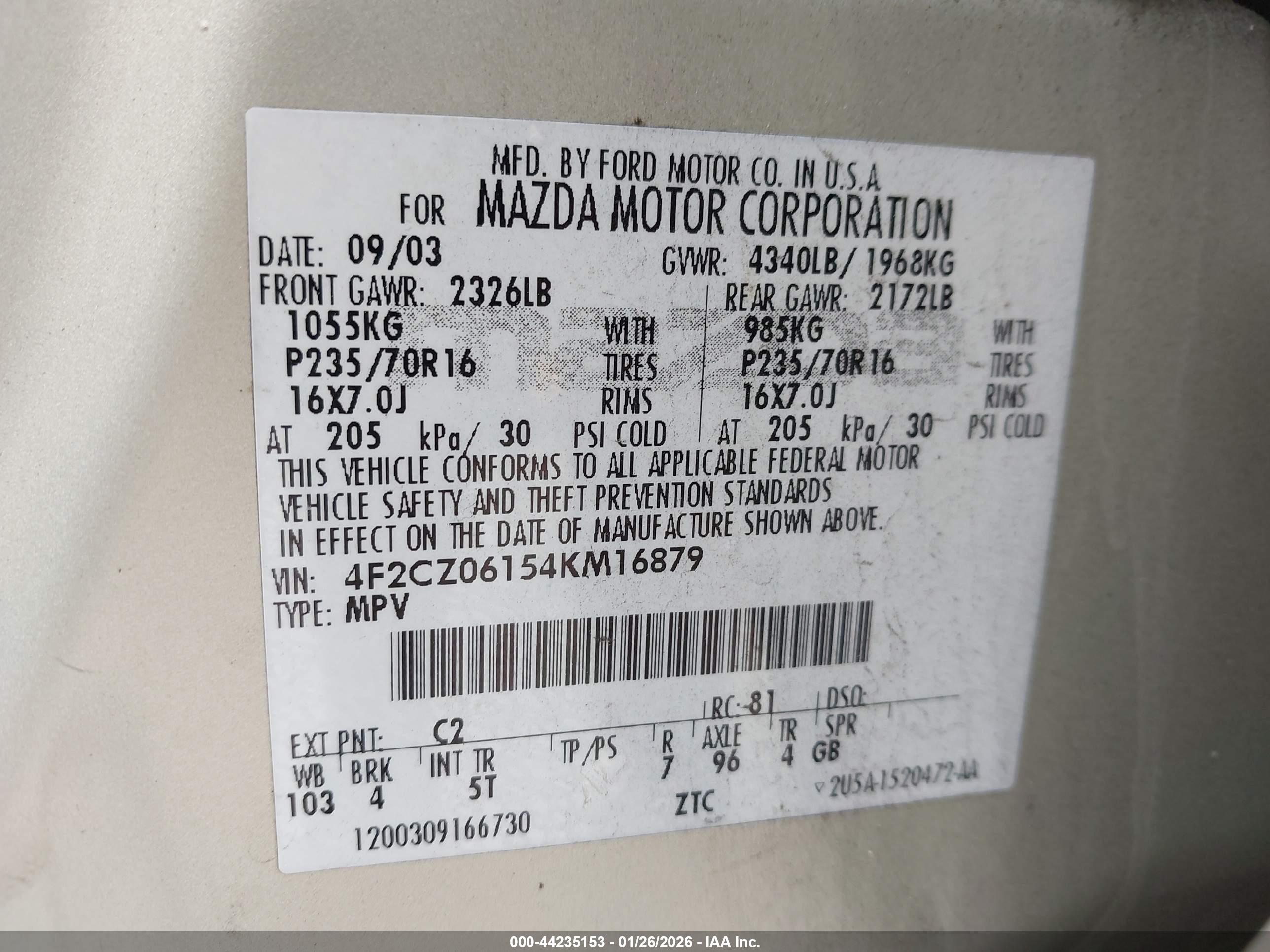 MAZDA TRIBUTE image 9