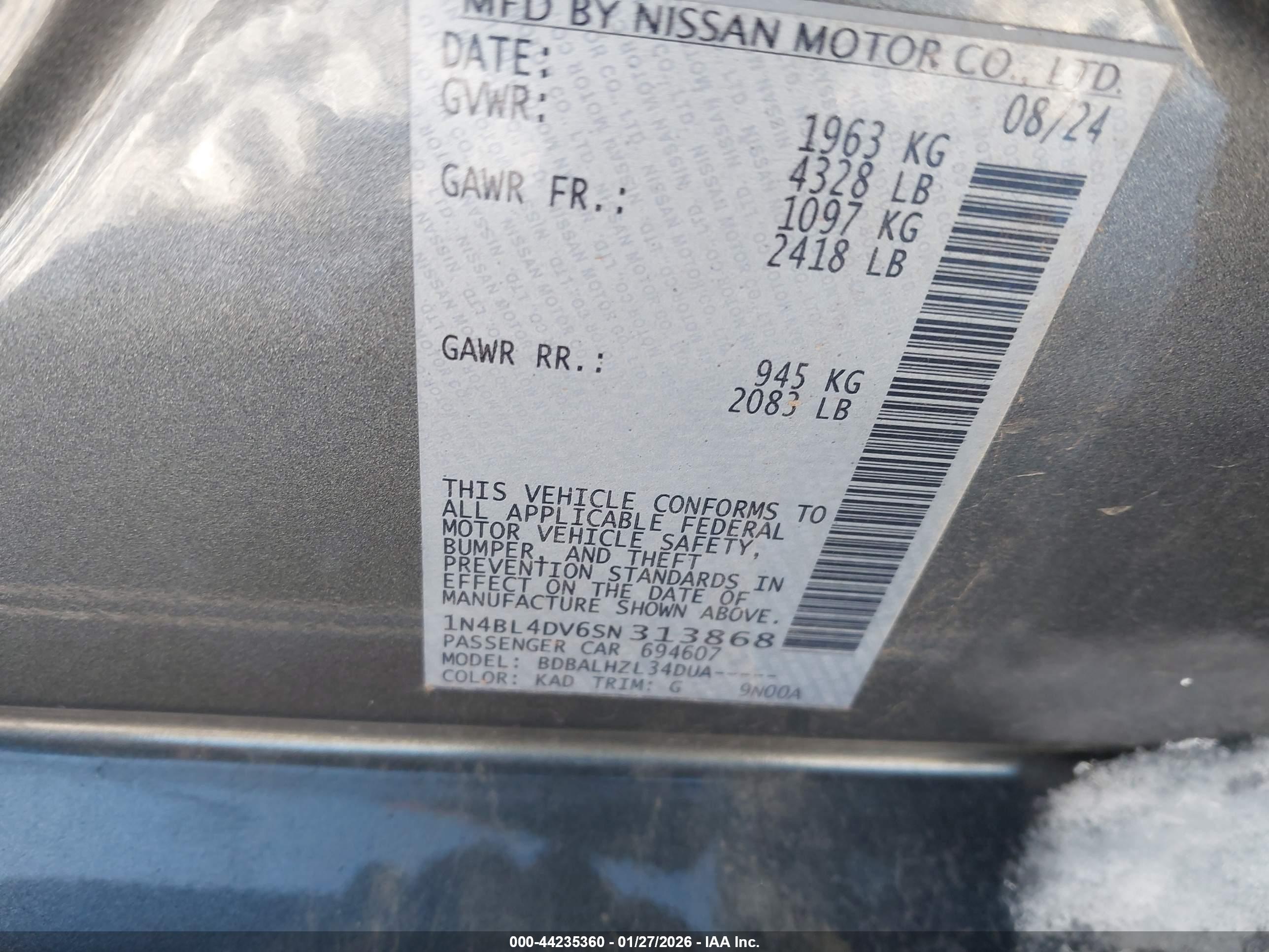 NISSAN ALTIMA image 9