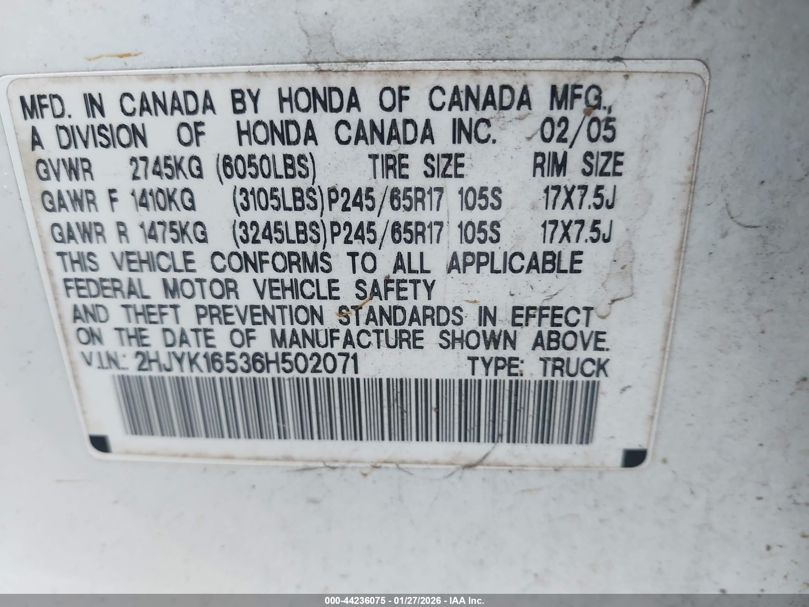 HONDA RIDGELINE image 9