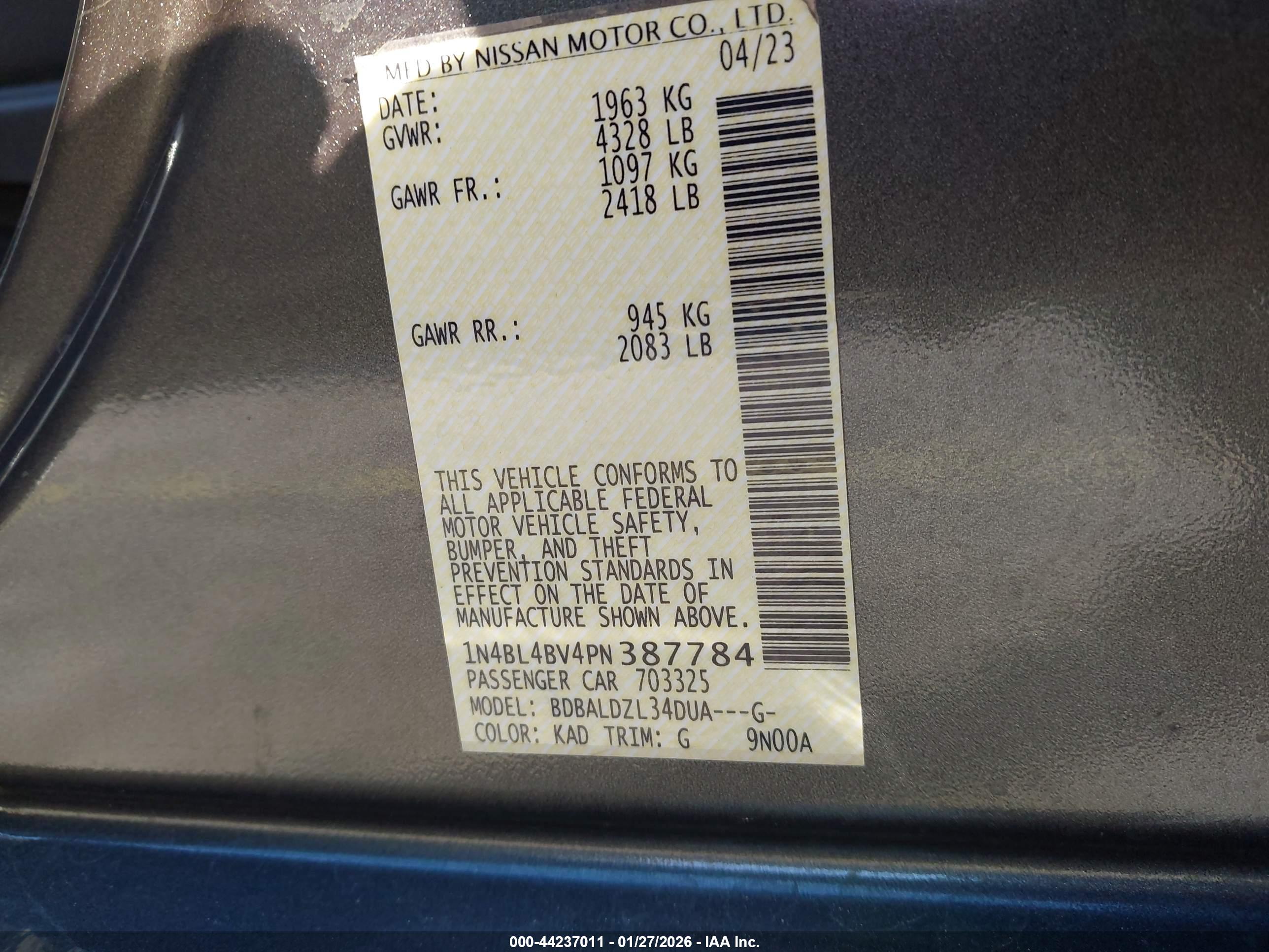 NISSAN ALTIMA image 9