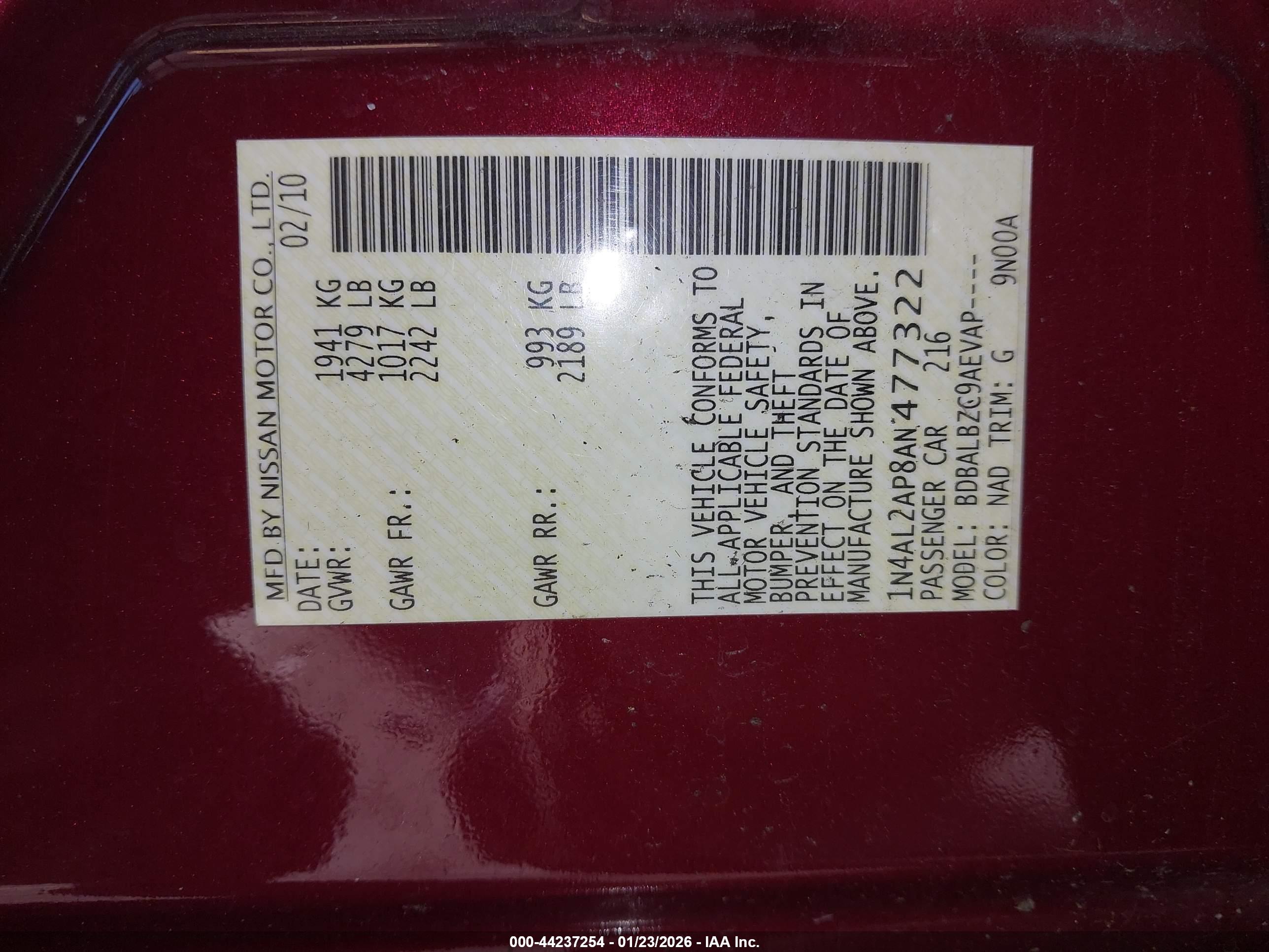NISSAN ALTIMA image 9