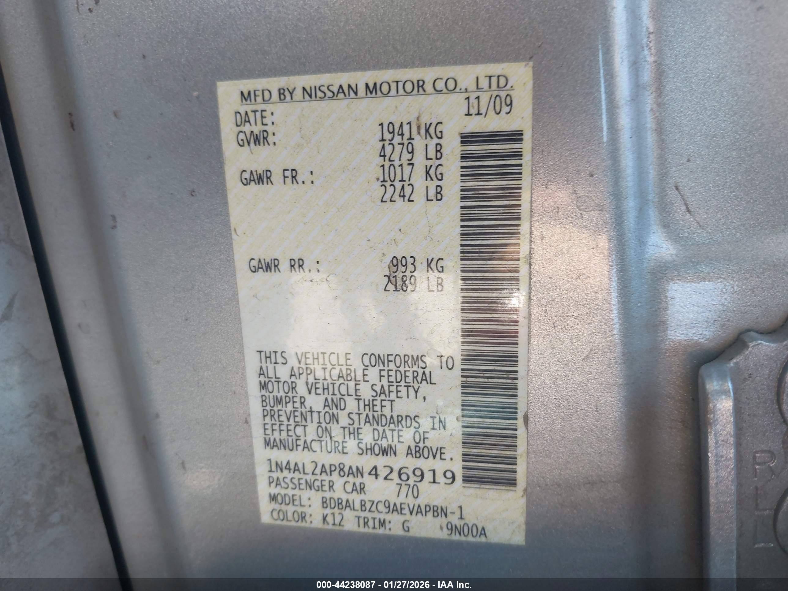 NISSAN ALTIMA image 9