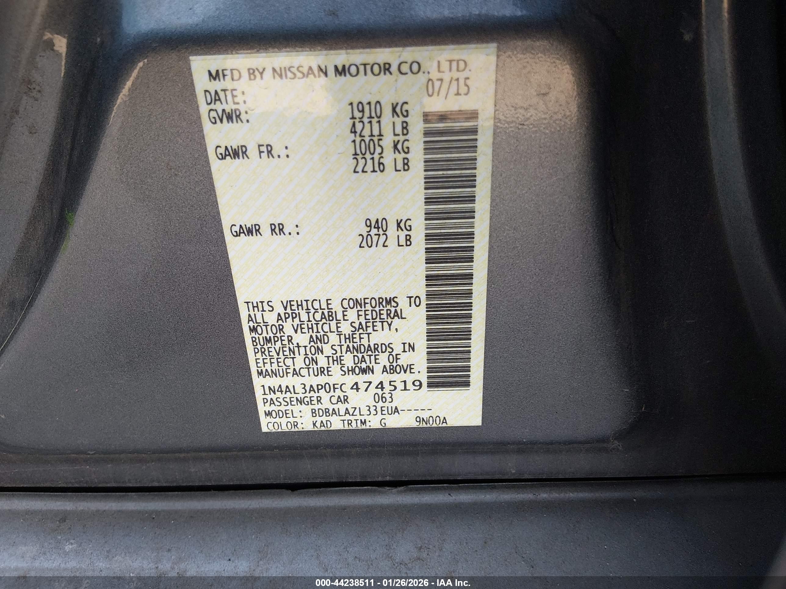 NISSAN ALTIMA image 9