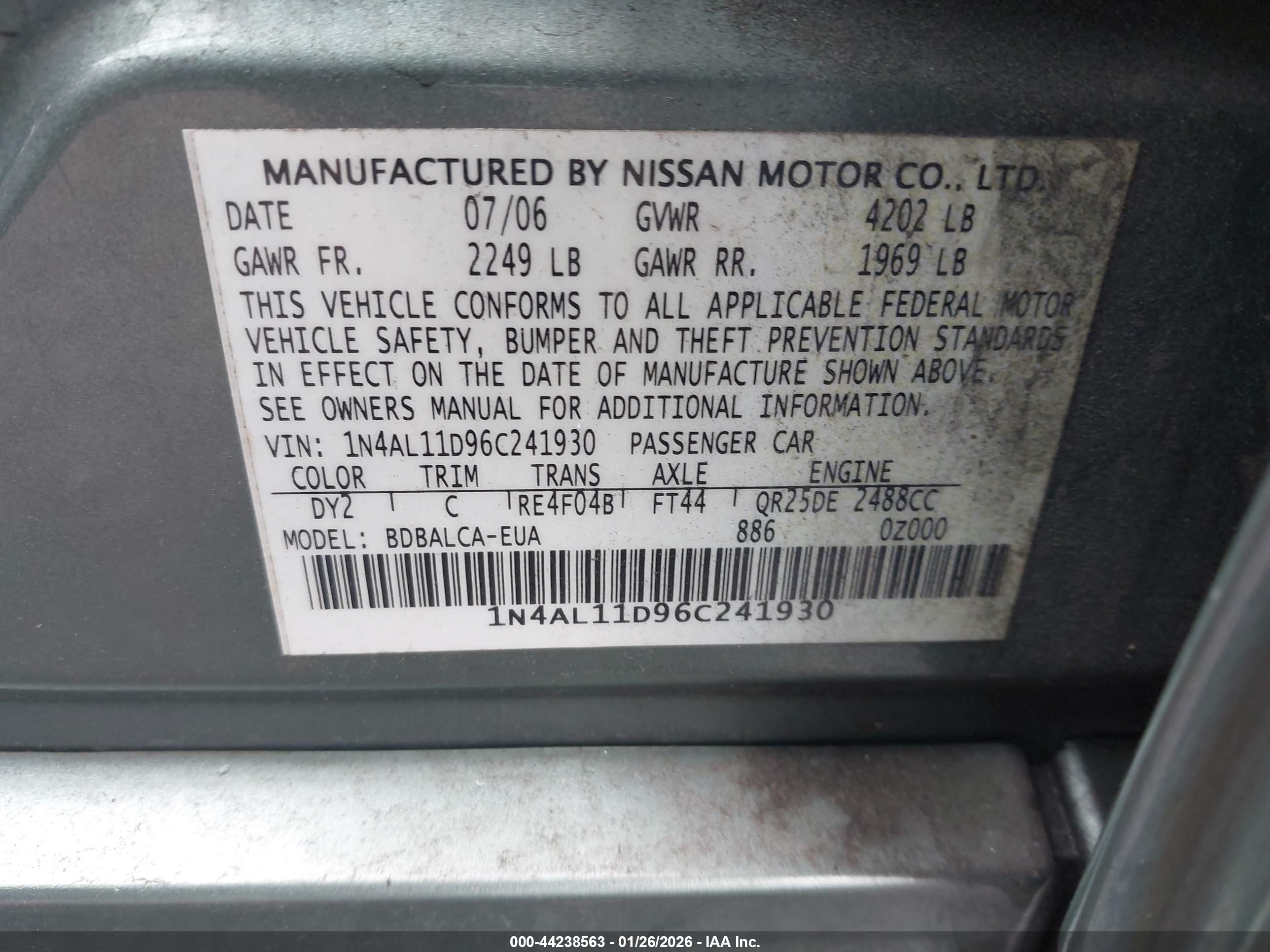 NISSAN ALTIMA image 9