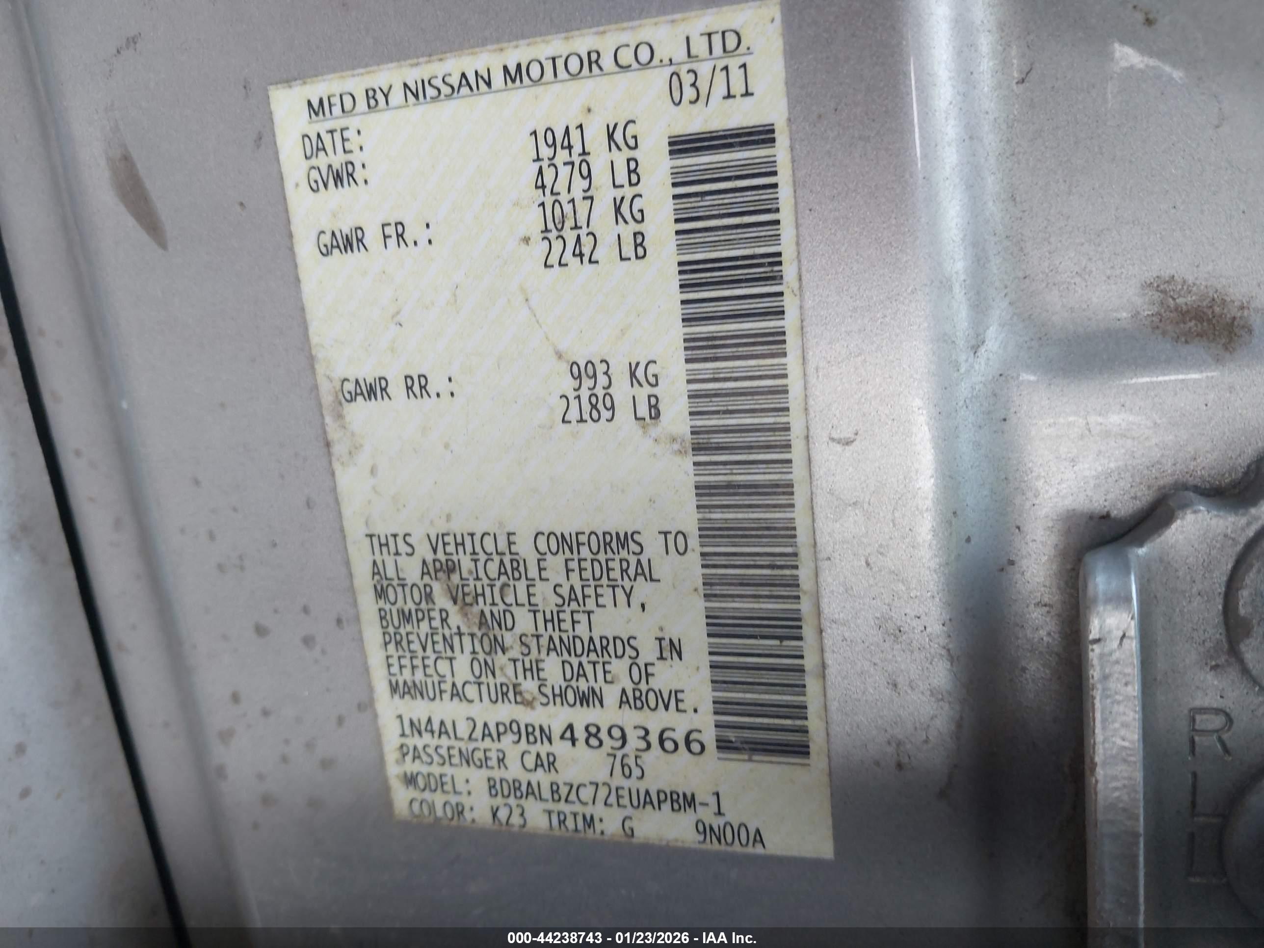 NISSAN ALTIMA image 9