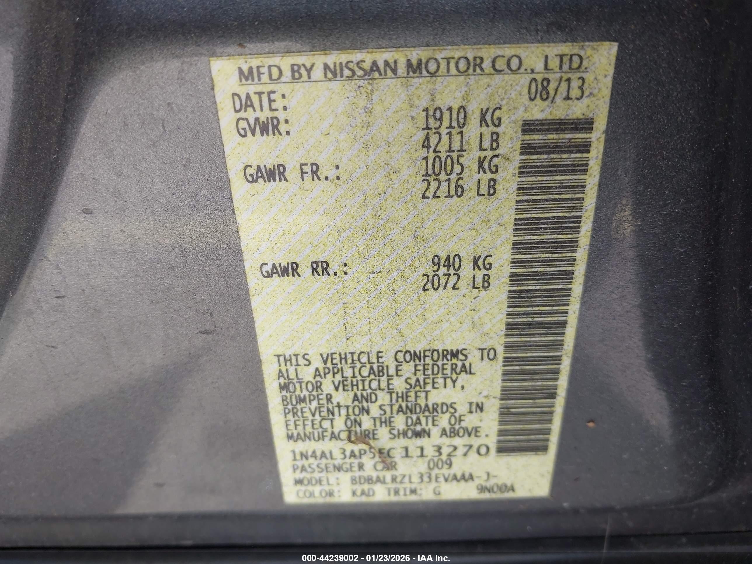 NISSAN ALTIMA image 9