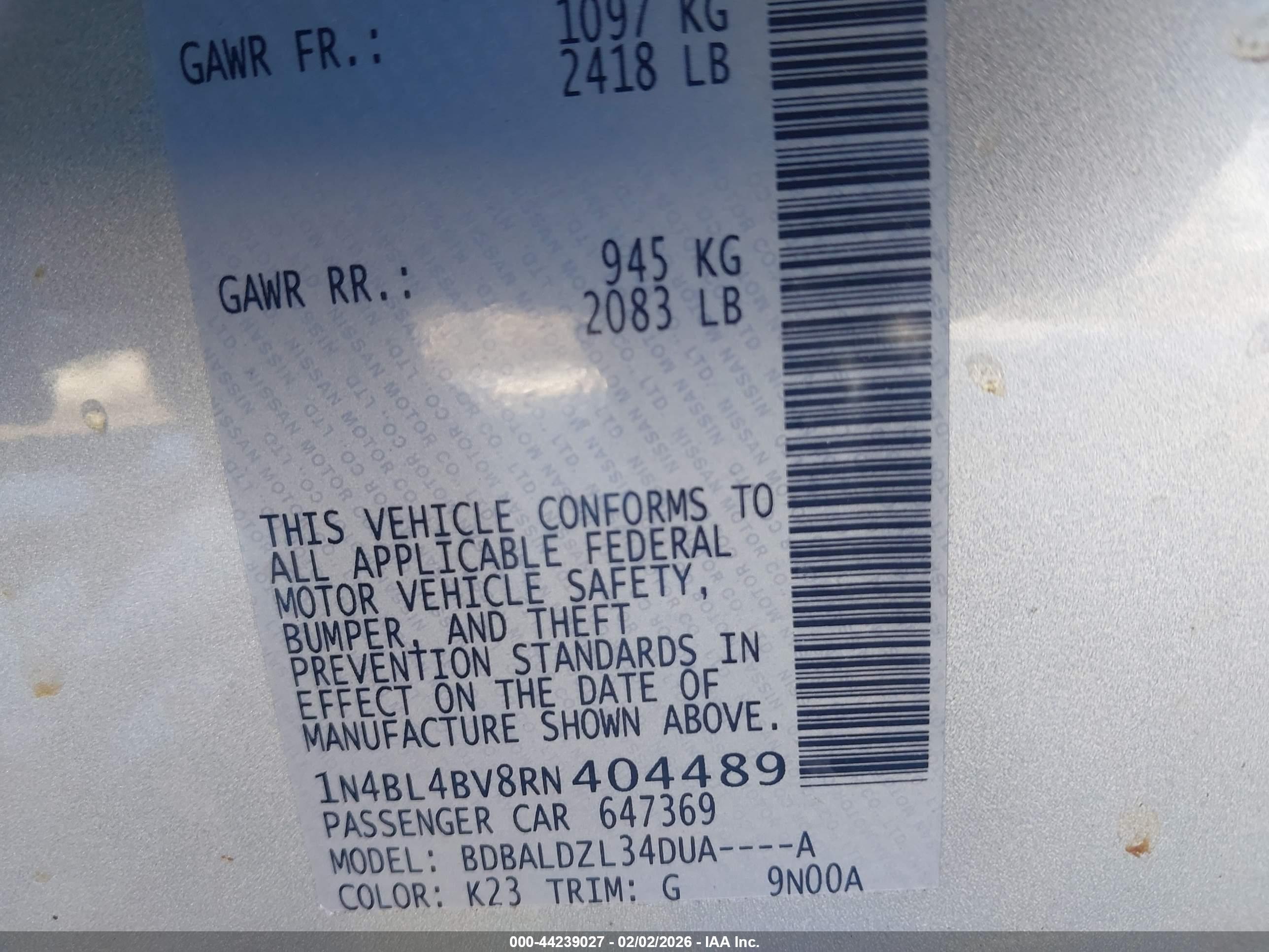 NISSAN ALTIMA image 9