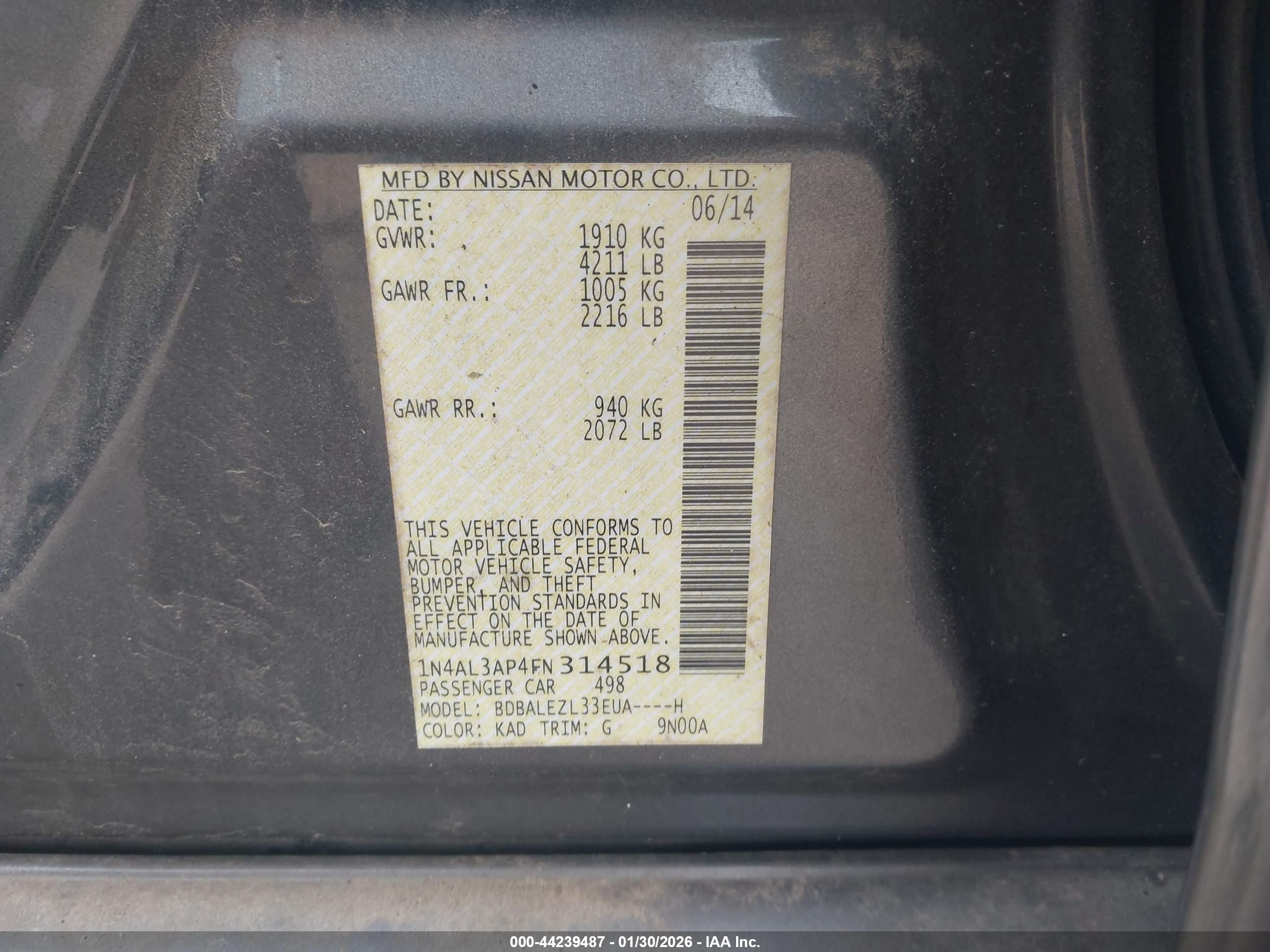 NISSAN ALTIMA image 9