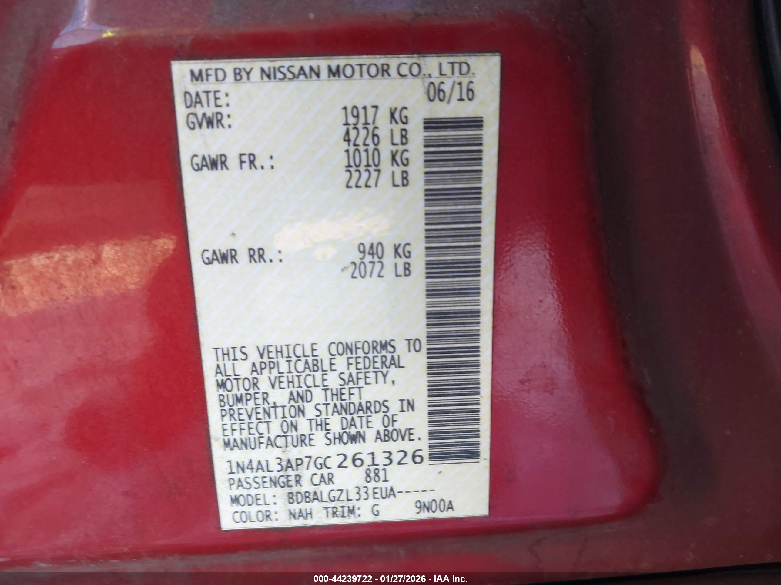 NISSAN ALTIMA image 9