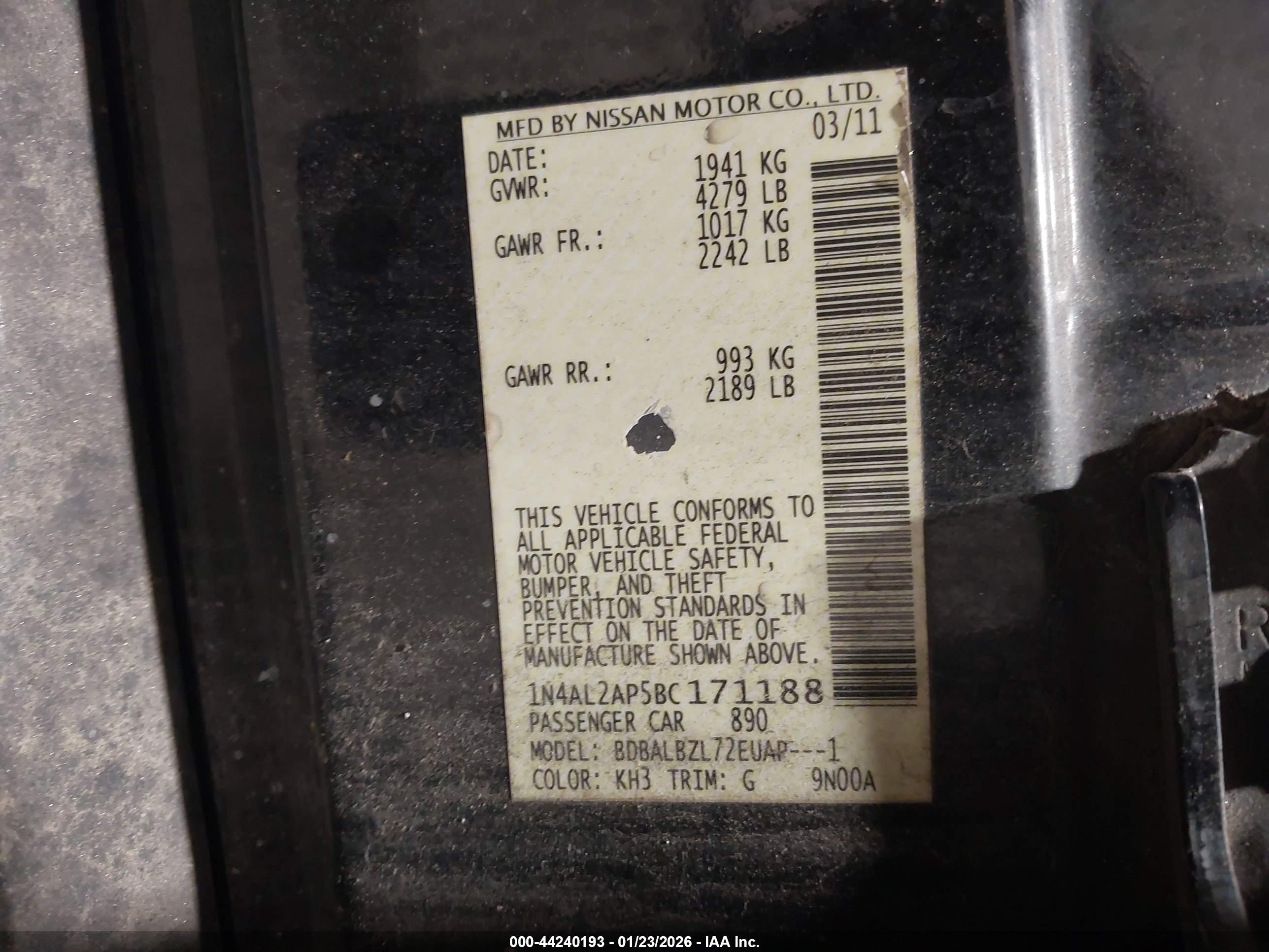 NISSAN ALTIMA image 9