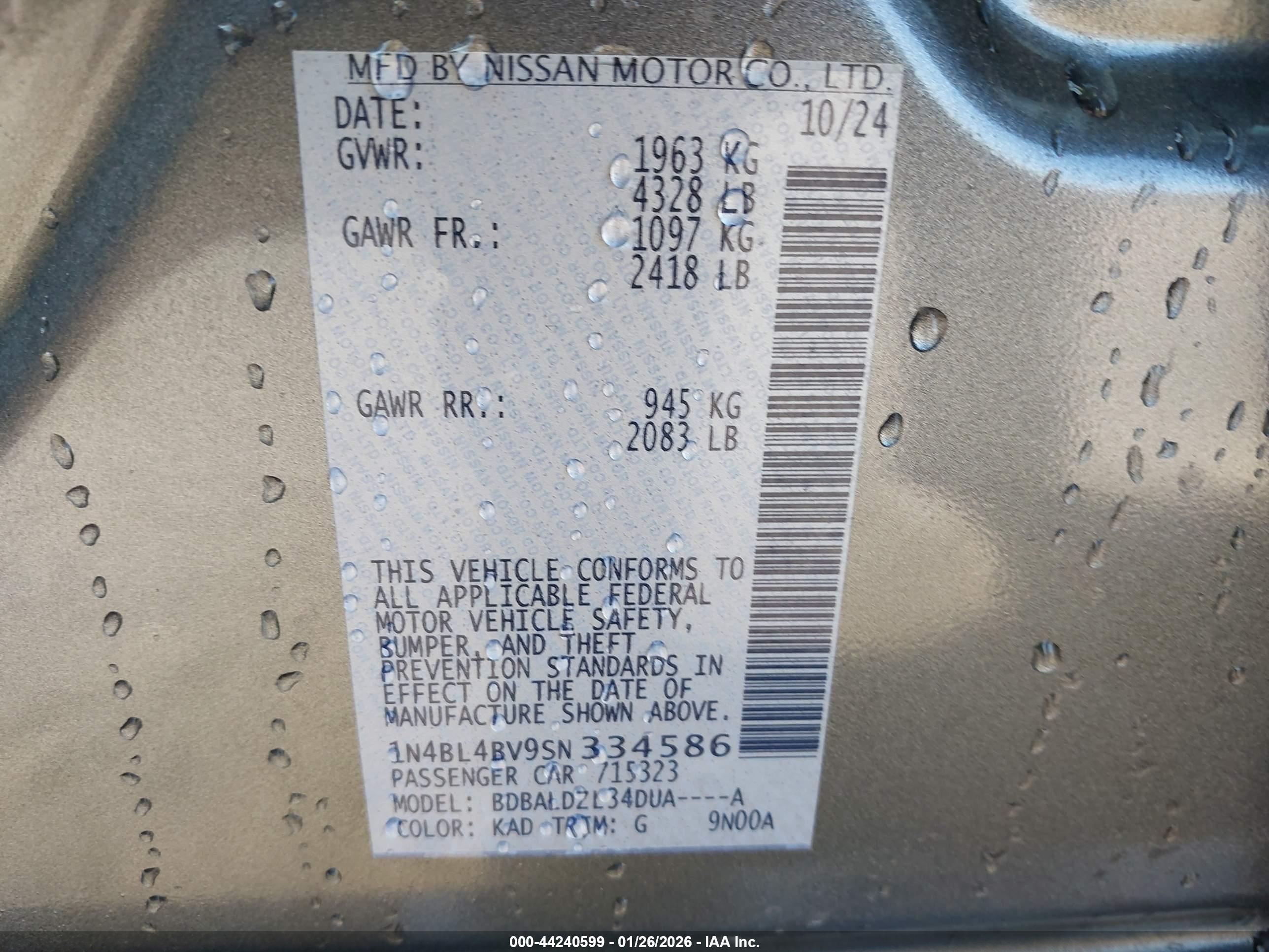 NISSAN ALTIMA image 9