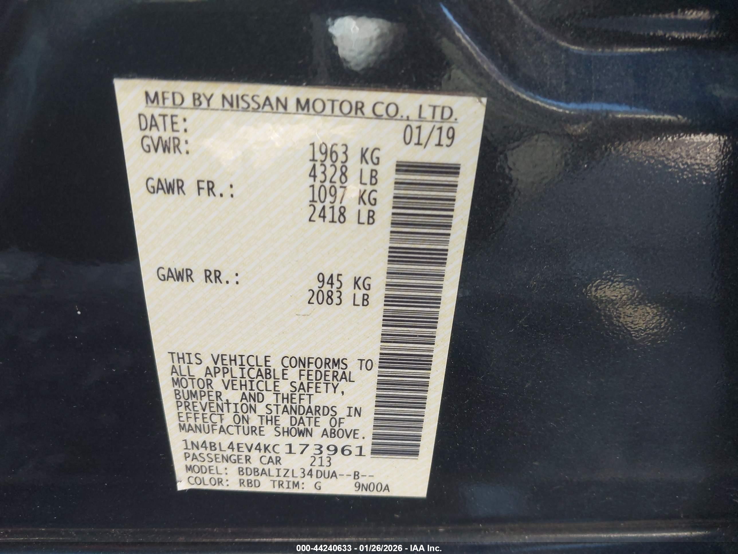 NISSAN ALTIMA image 9