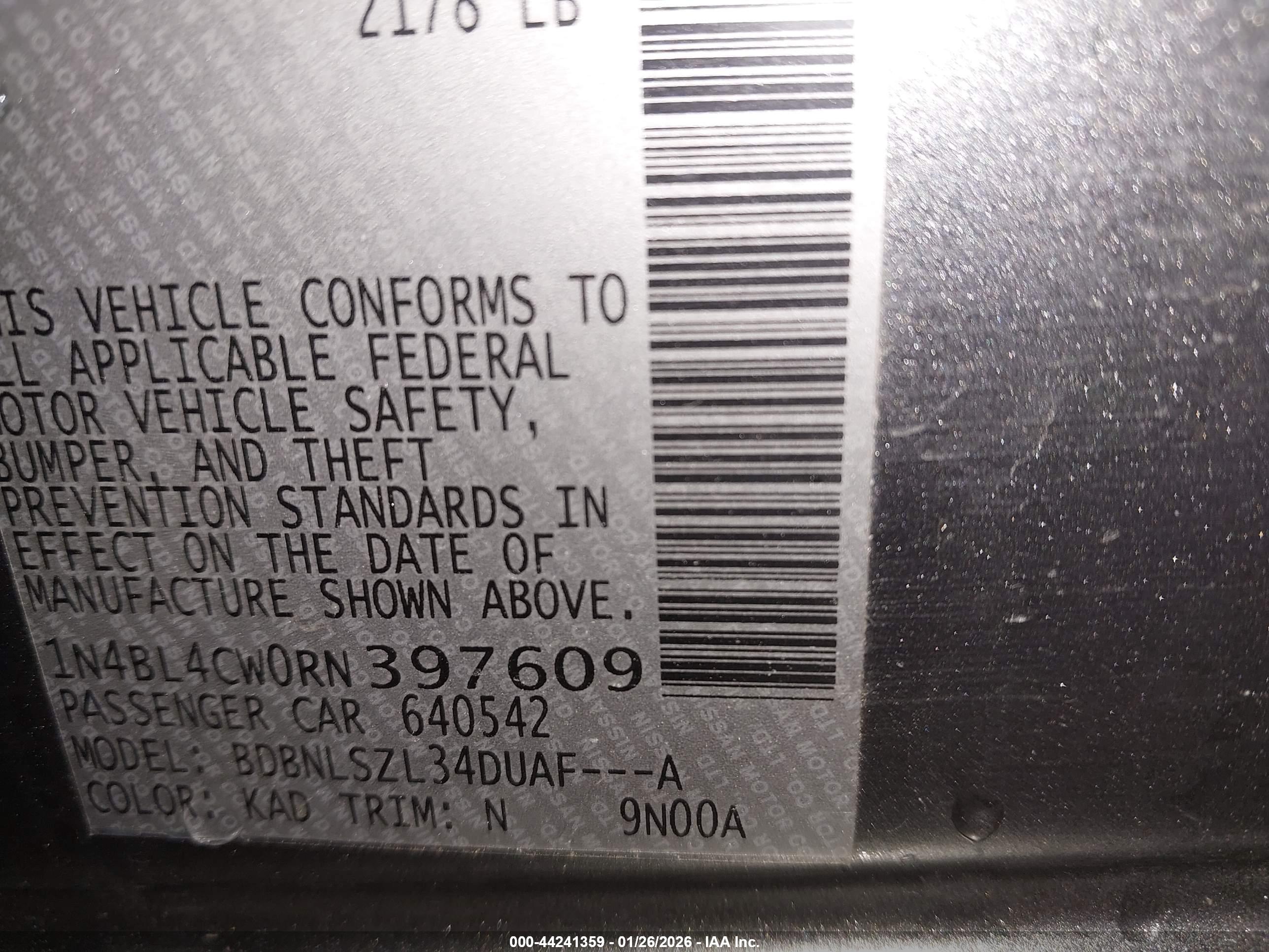 NISSAN ALTIMA image 9