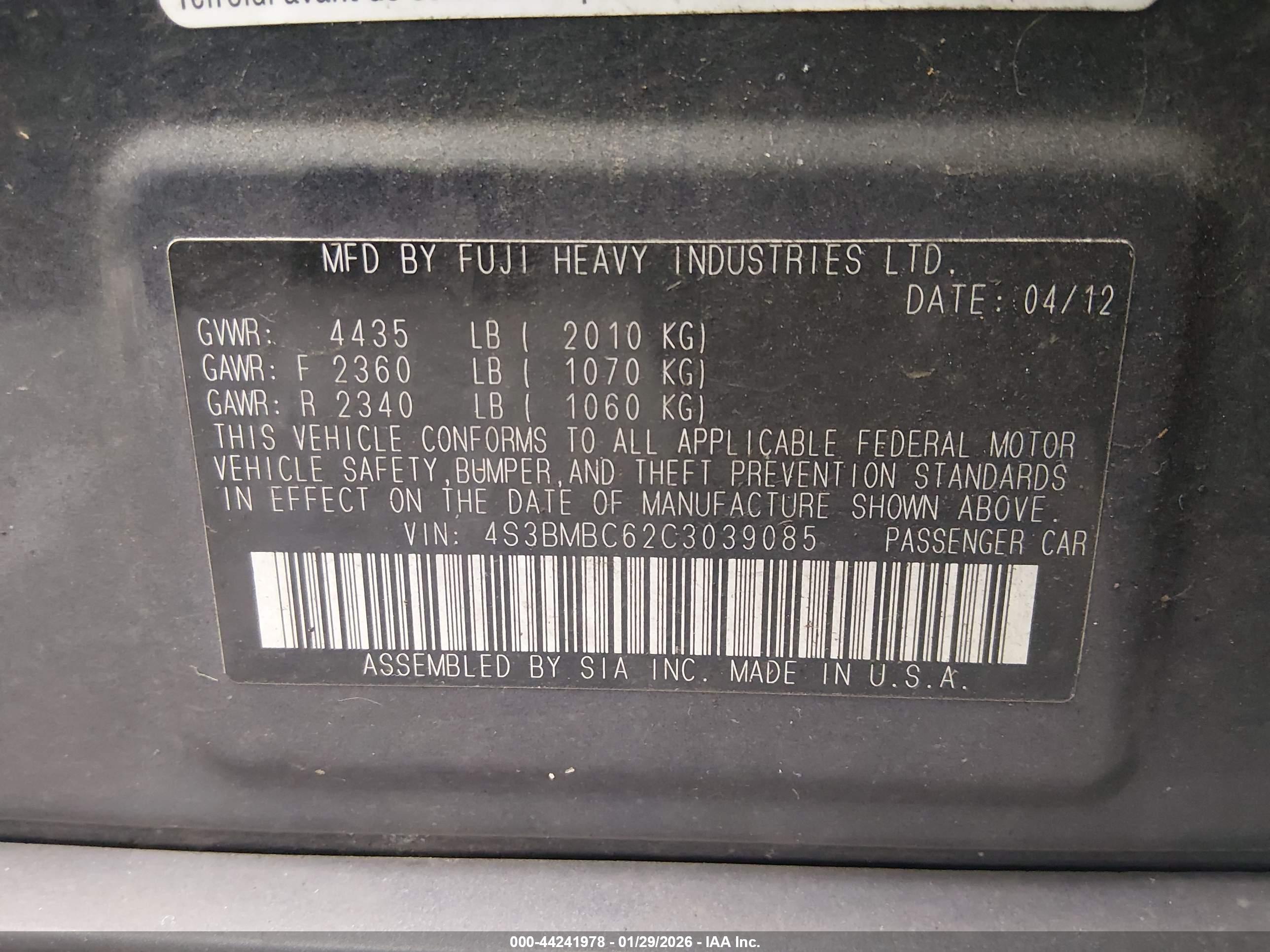 SUBARU LEGACY image 9