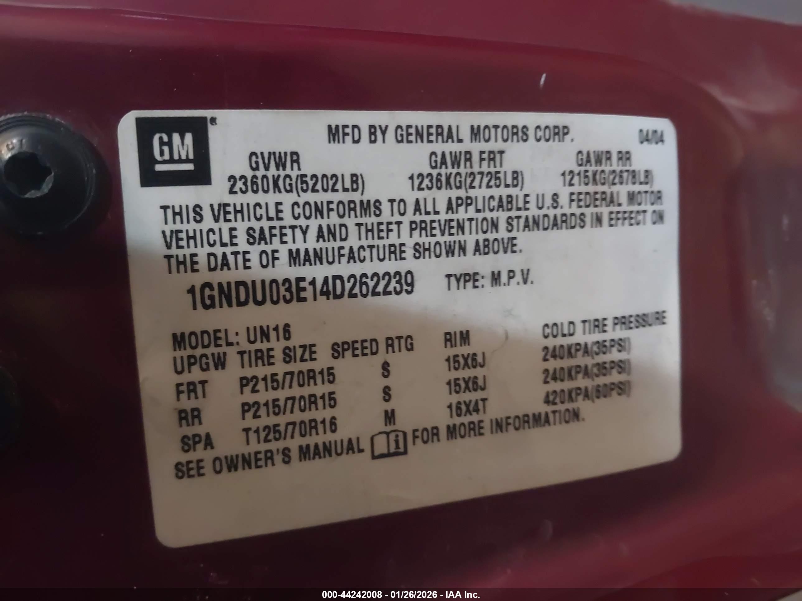 CHEVROLET VENTURE image 9